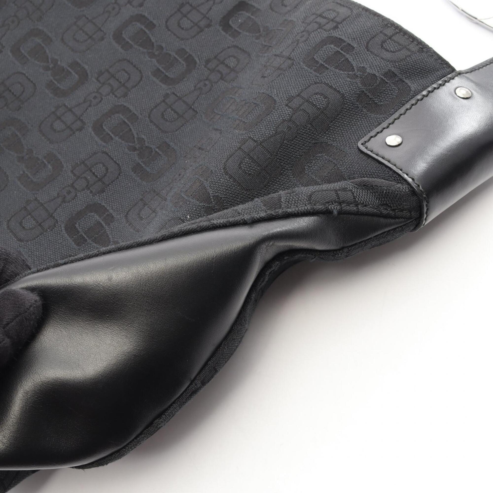 Gucci Black Canvas Leather Handbag Shoulder Bag (Pre-Owned)