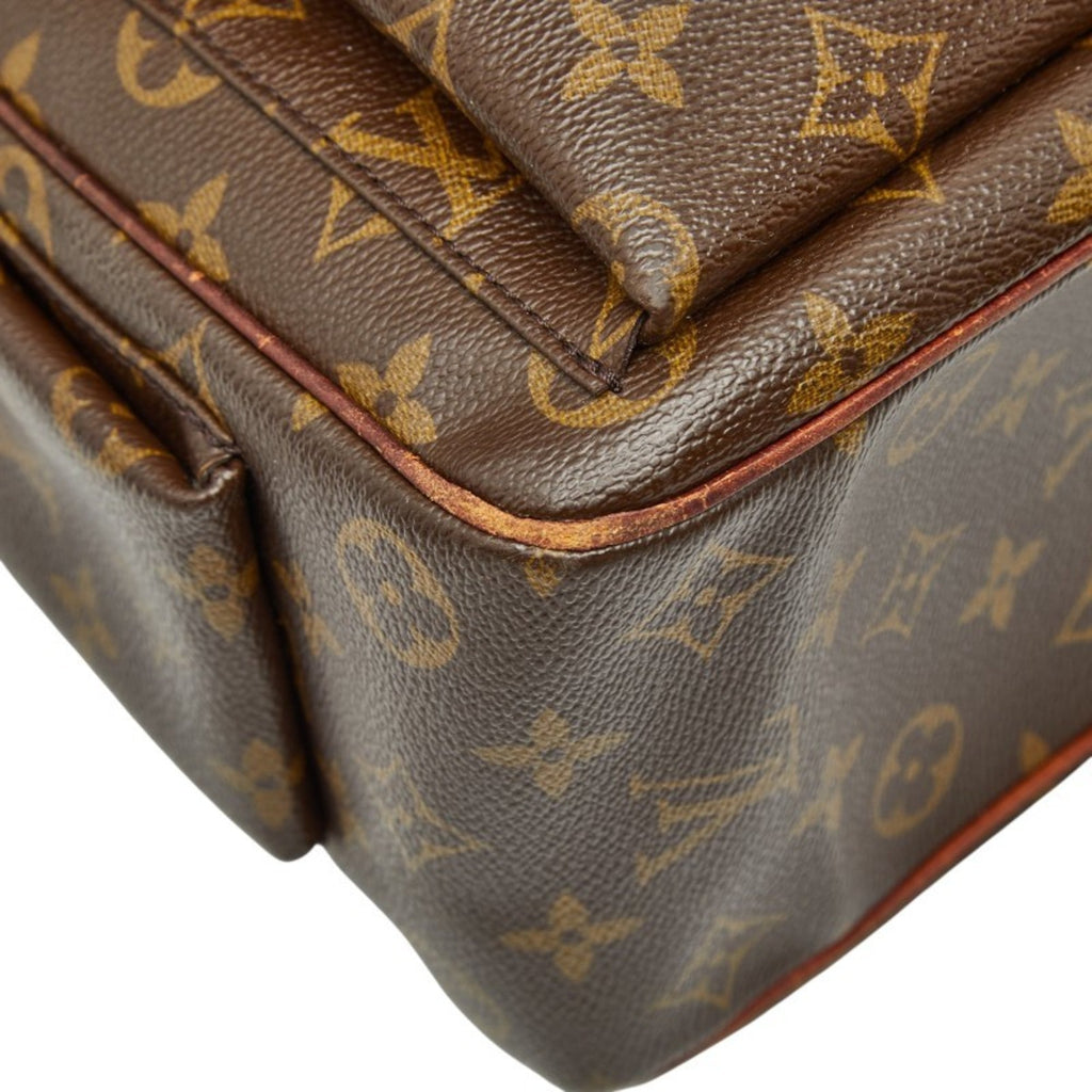 Louis Vuitton Brown Pvc Leather Handbag Tote Bag