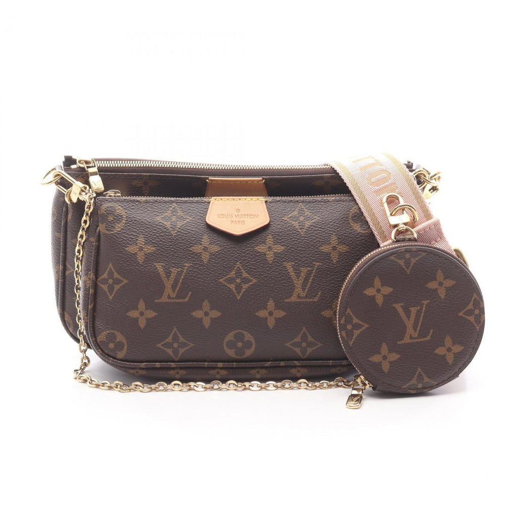 Louis Vuitton Brown Pink Rose Clair Coated Canvas Leather Pochette Shoulder Bag