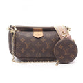 Louis Vuitton Brown Pink Rose Clair Coated Canvas Leather Pochette Shoulder Bag
