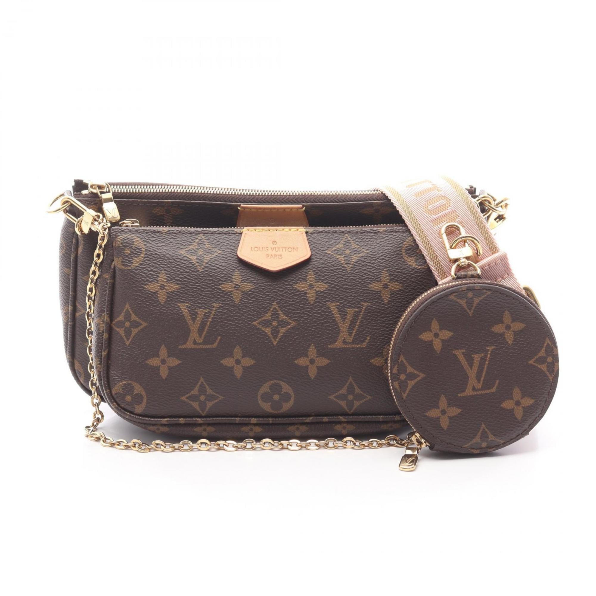 Louis Vuitton Brown Pink Rose Clair Coated Canvas Leather Pochette Shoulder Bag