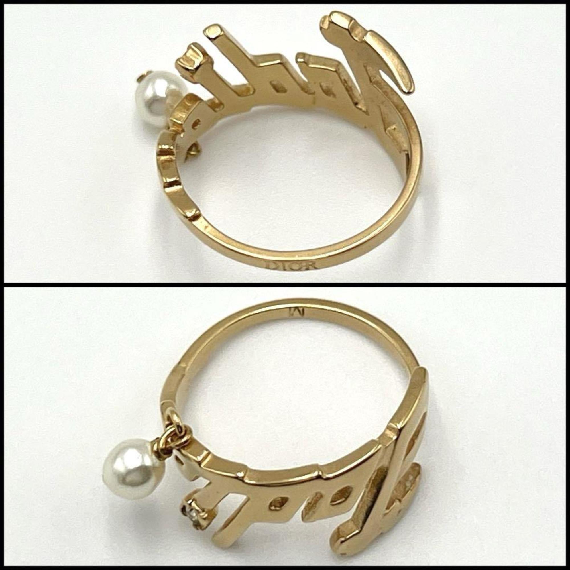 Christian Dior Metal Rhinestone Band Ring (Pre-Owned)