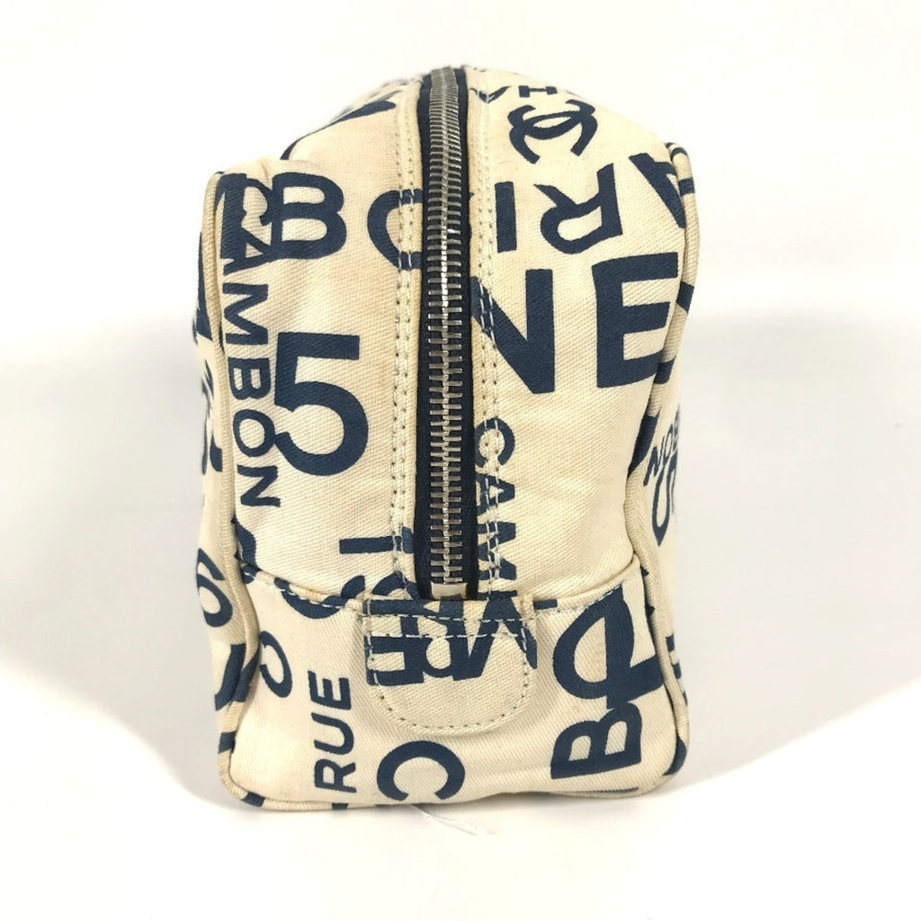 Chanel Navy White Canvas Clutch Bag