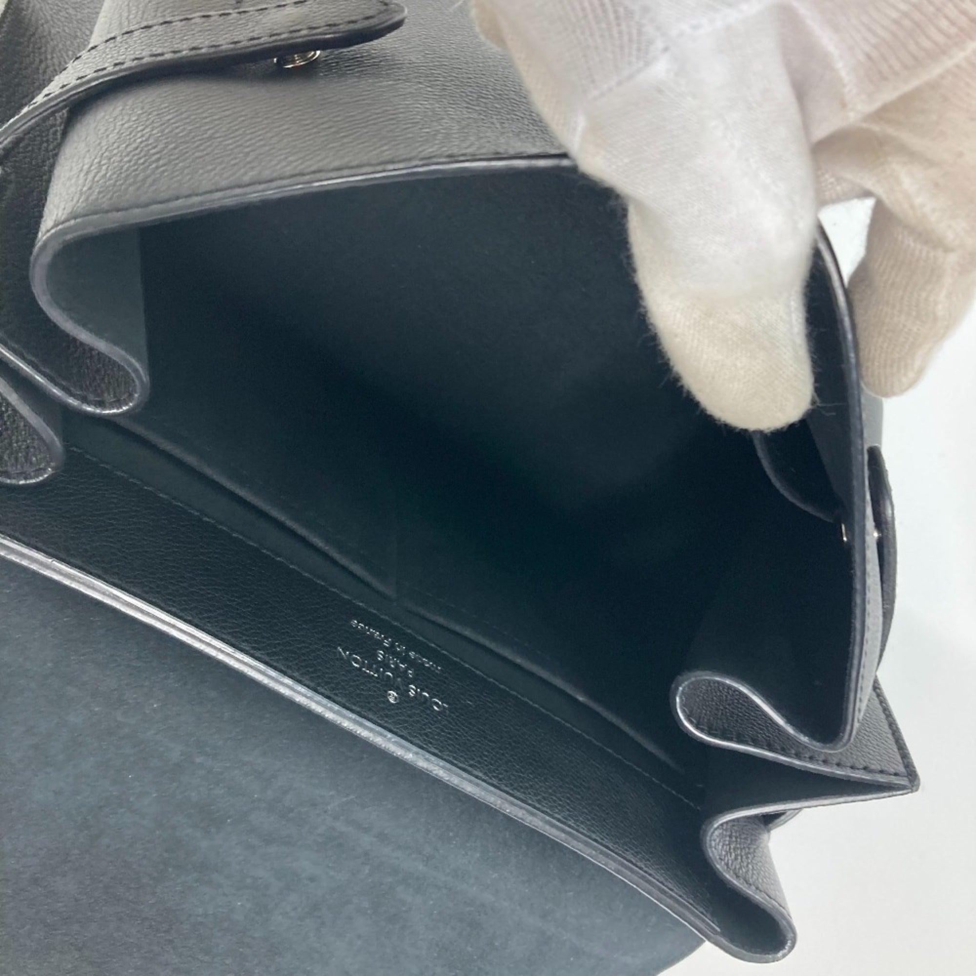 Louis Vuitton Black Noir Leather Handbag Tote Bag
