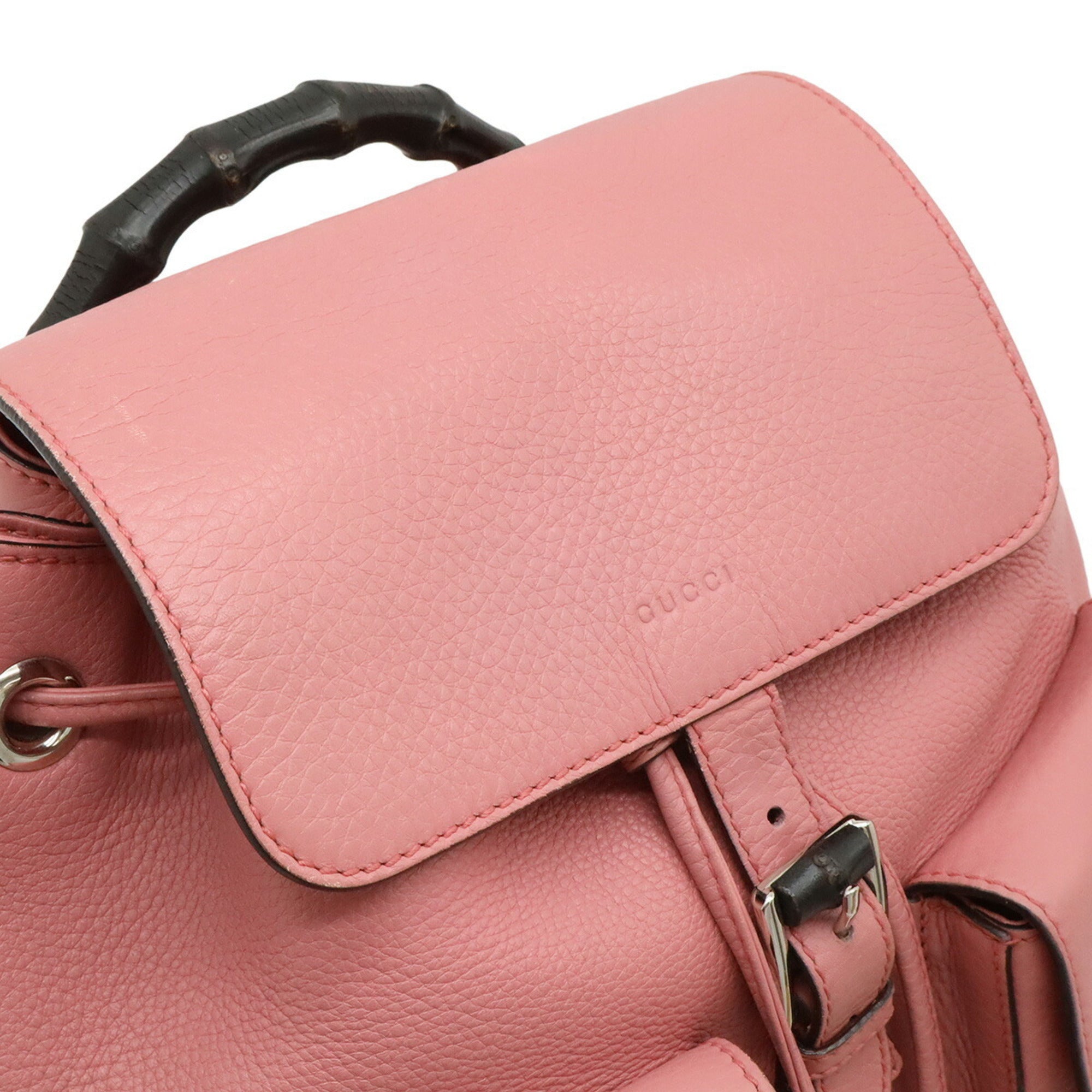 Gucci Pink Yellow Bamboo Backpack Shoulder Bag (Pre-Owned)