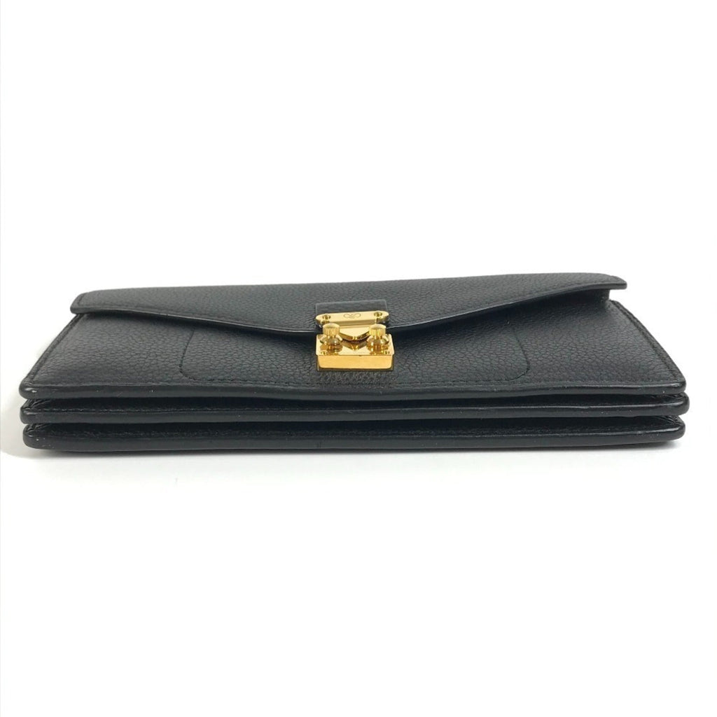 Louis Vuitton Black Leather Long Wallet (Tri-Fold)