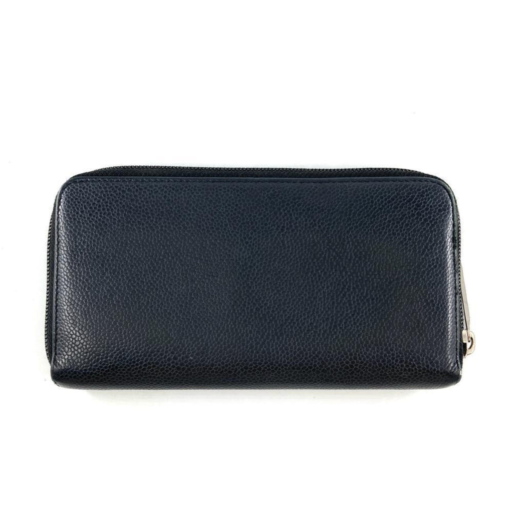 Chanel Black Leather Long Wallet (Bi-Fold)