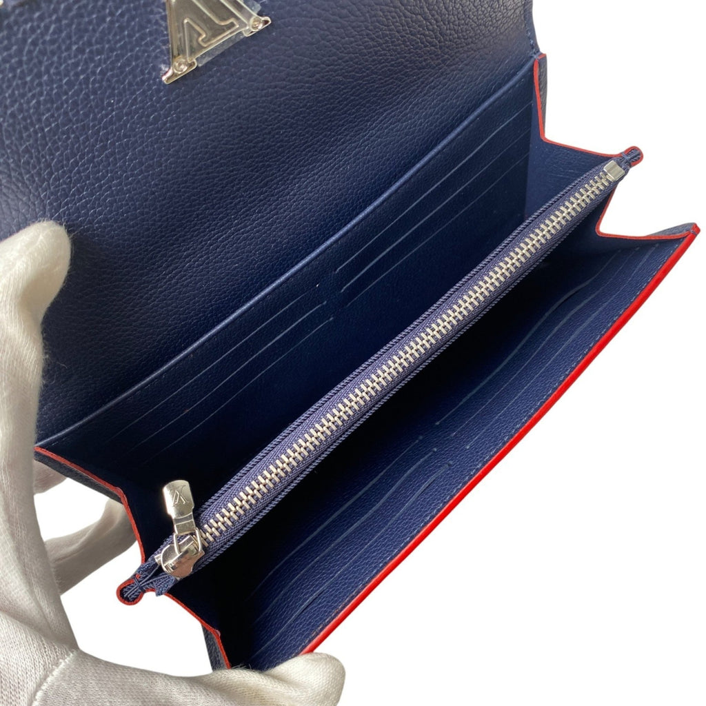 Louis Vuitton Navy Leather Long Wallet