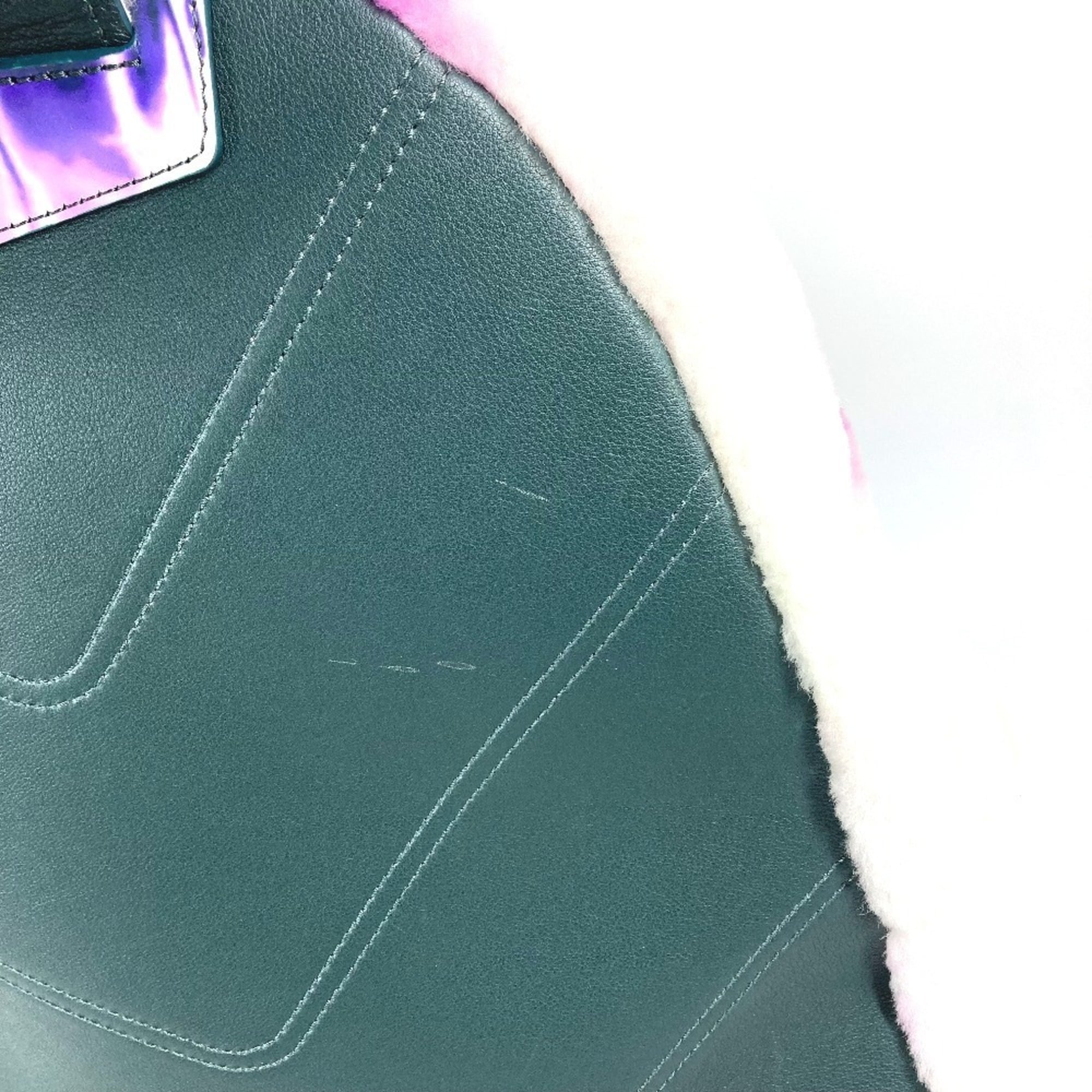 Louis Vuitton Black Purple White Fur Leather Backpack