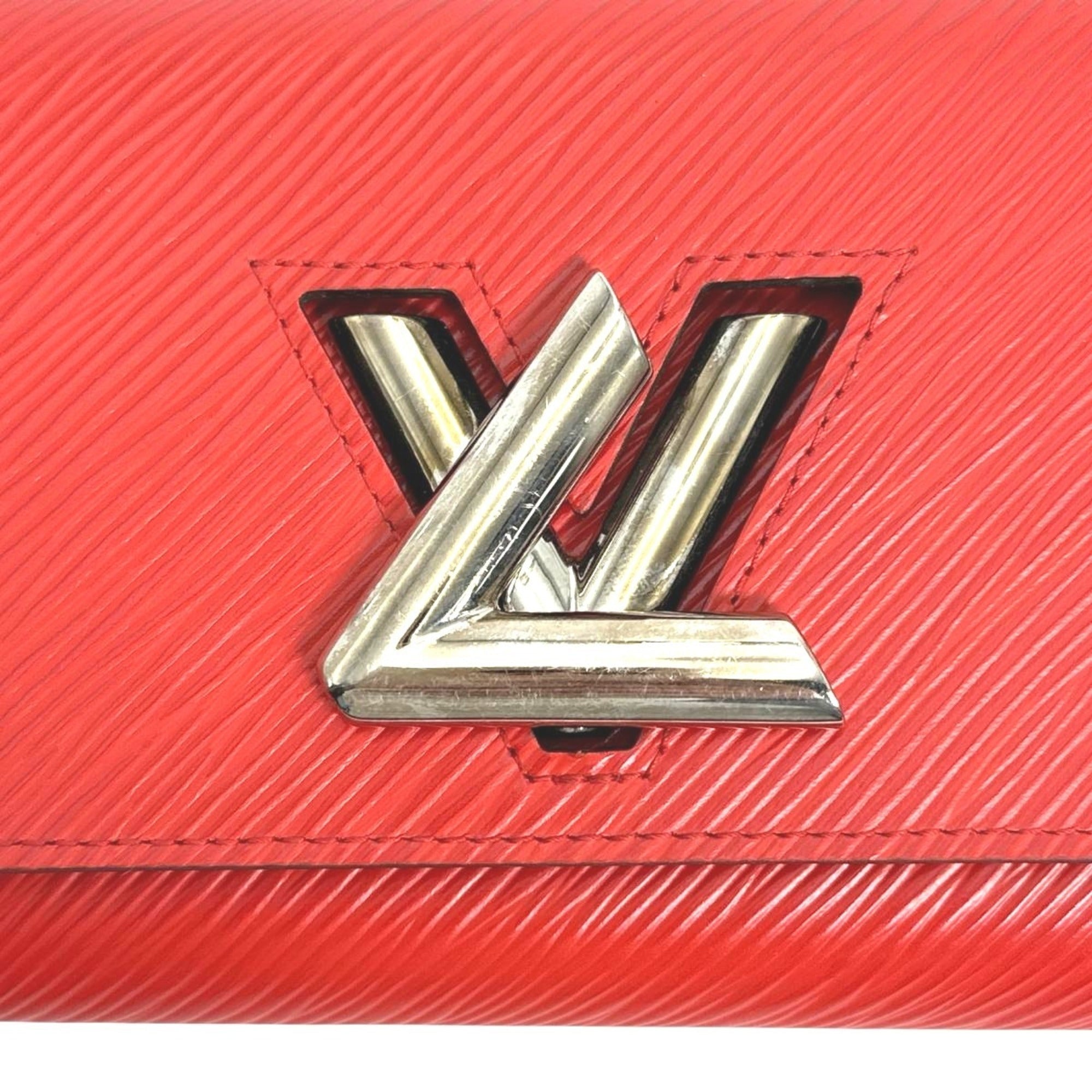 Louis Vuitton Coquelicots Red Color Epi Leather Long Wallet (Tri-Fold)