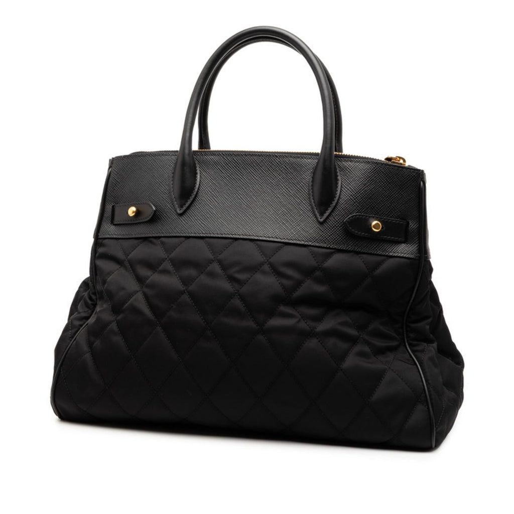 Prada Black Nylon Leather Handbag Shoulder Bag