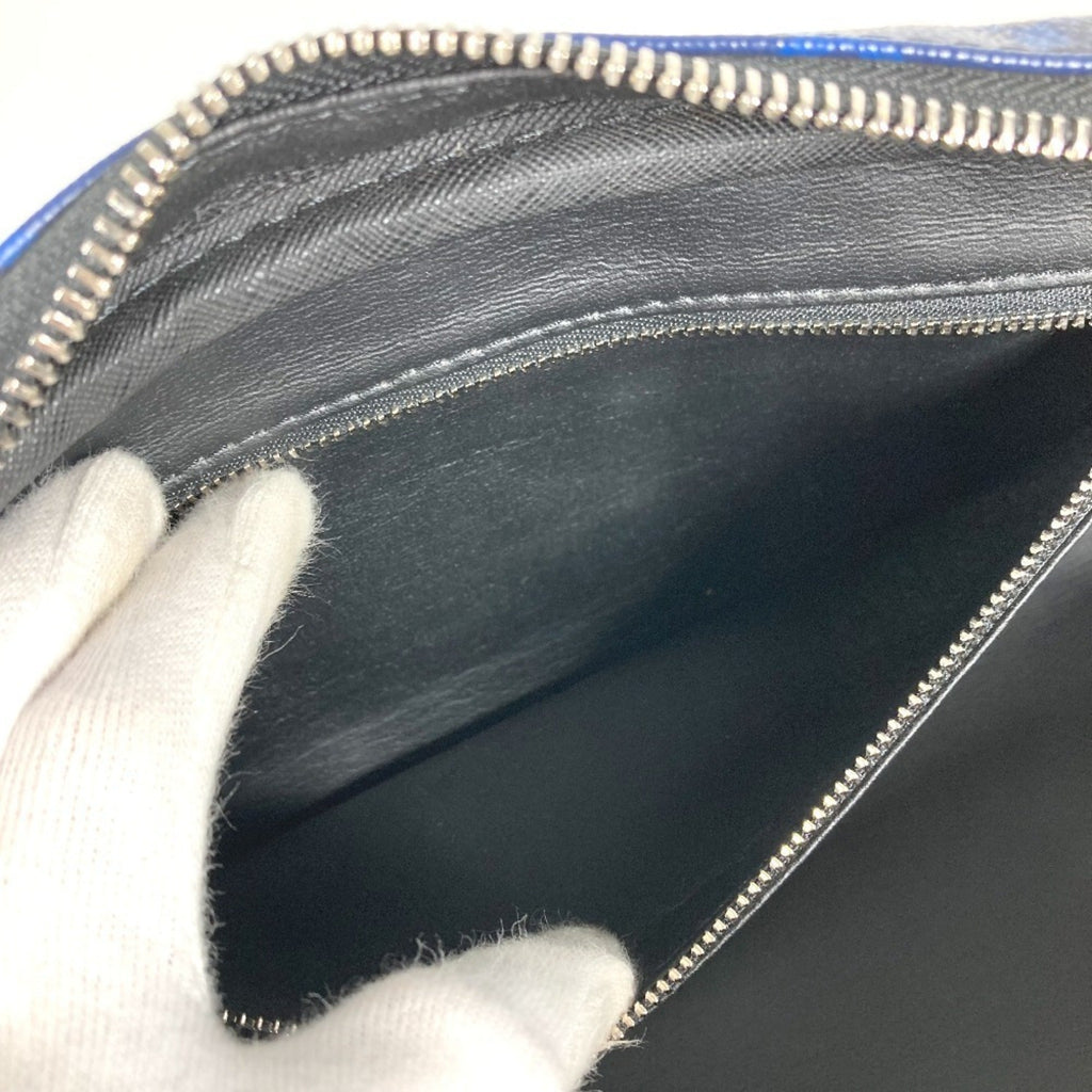 Louis Vuitton Blue Taiga Leather Monogram Canvas Leather Clutch Bag Handbag Pouch