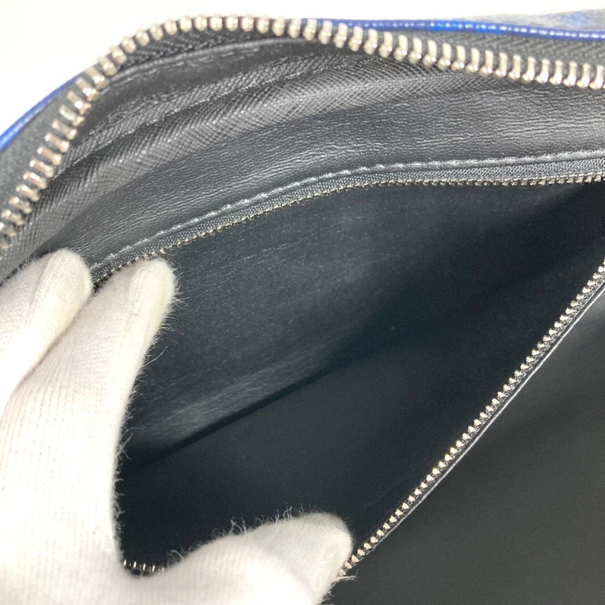 Louis Vuitton Blue Taiga Leather Monogram Canvas Leather Clutch Bag Handbag Pouch