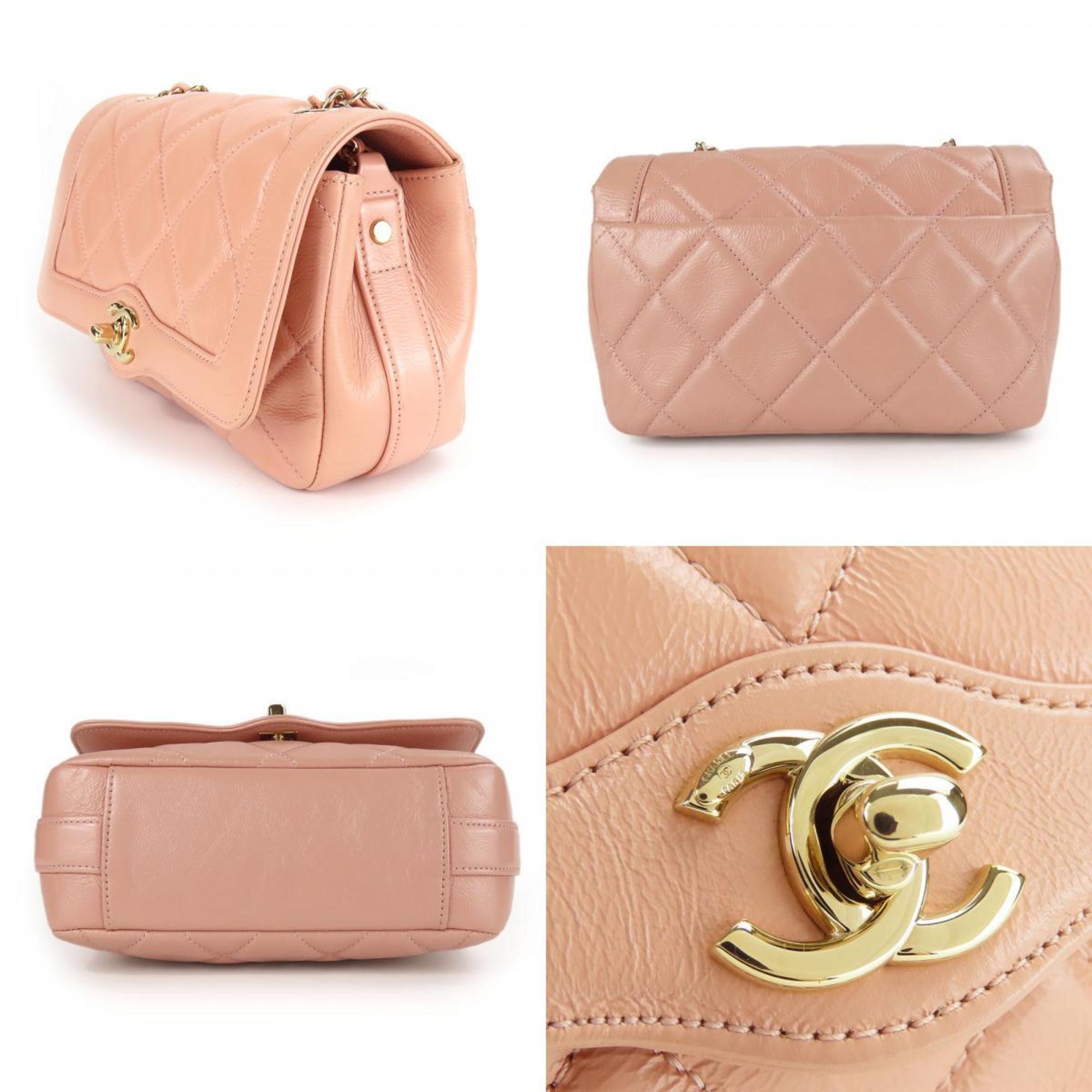 Chanel Beige Peach Leather Shoulder Bag