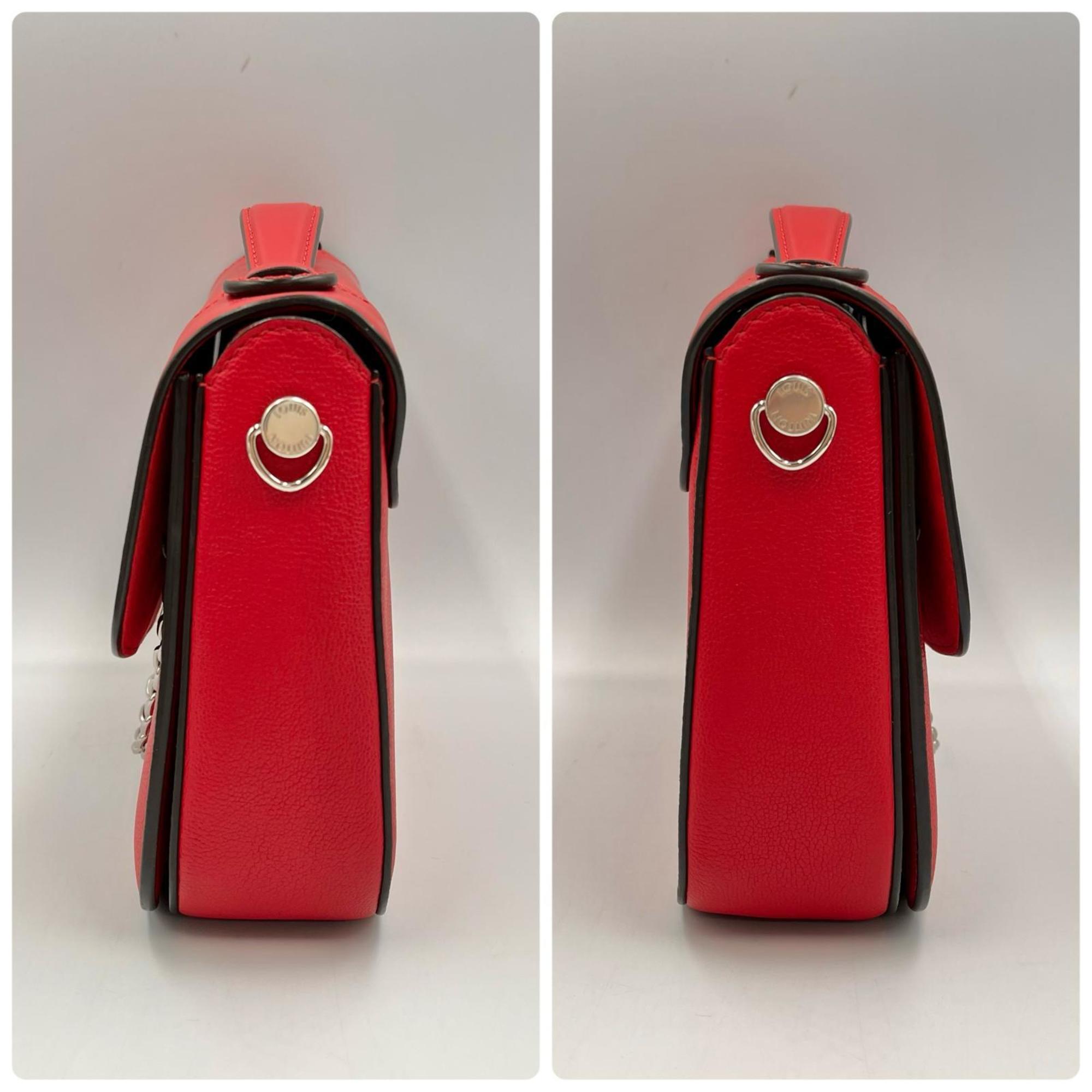 Louis Vuitton Red Color Leather Handbag Shoulder Bag