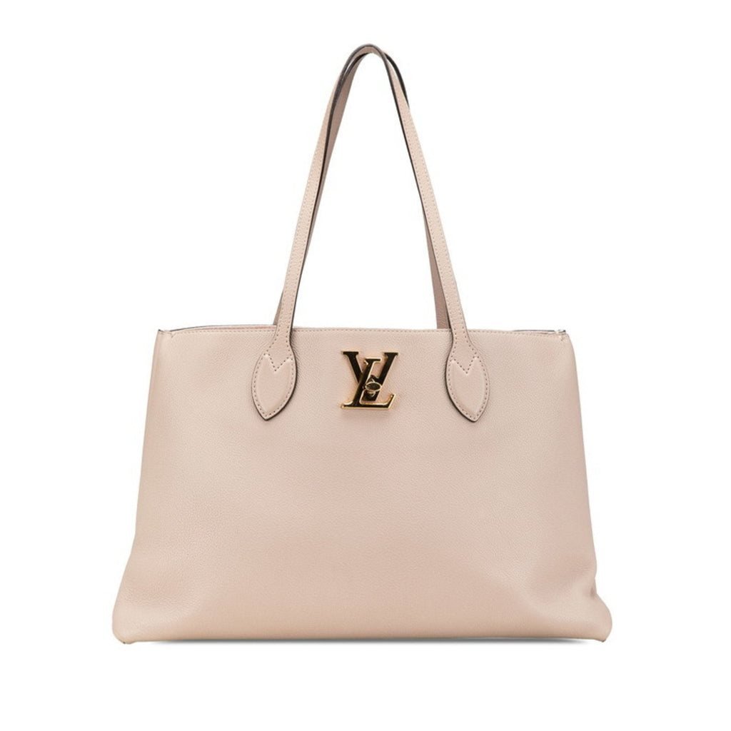 Louis Vuitton Beige Grayish Leather Shoulder Bag Tote Bag