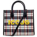 Gucci Black Blue Red Color White Canvas Handbag (Pre-Owned)