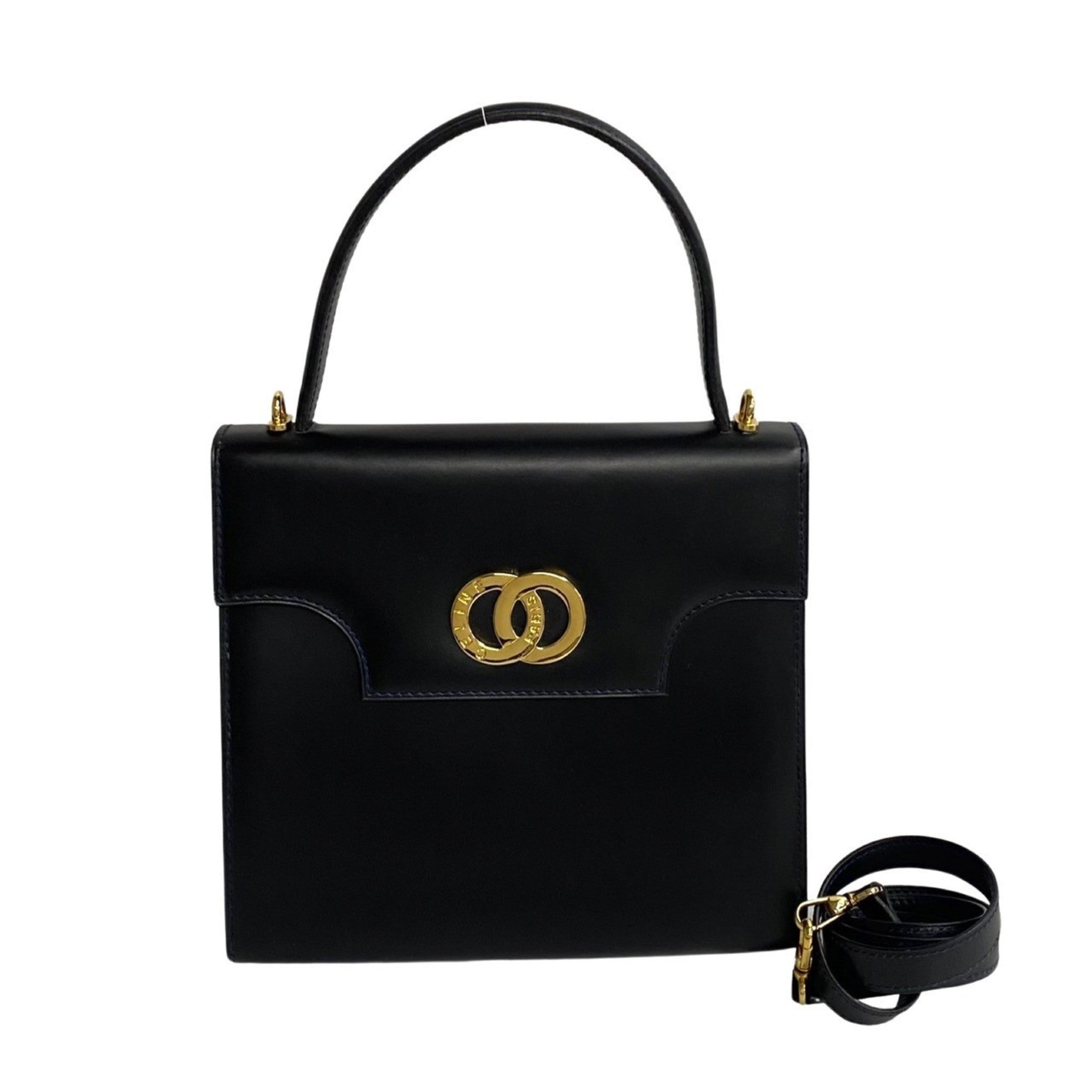 Celine Navy Leather Handbag Shoulder Bag Tote Bag