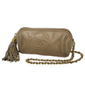 Chanel Matelasse Beige Leather Shoulder Bag