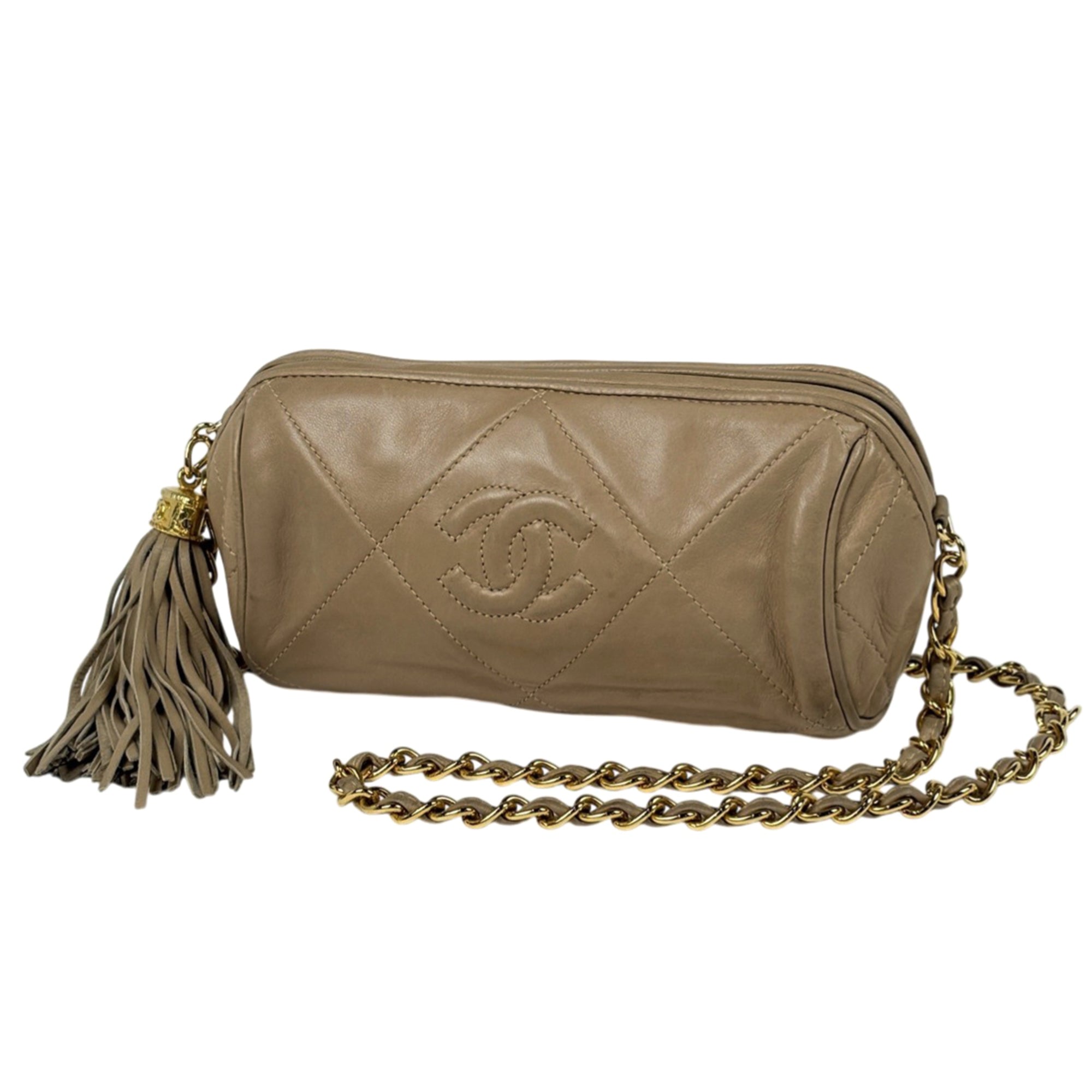 Chanel Matelasse Beige Leather Shoulder Bag