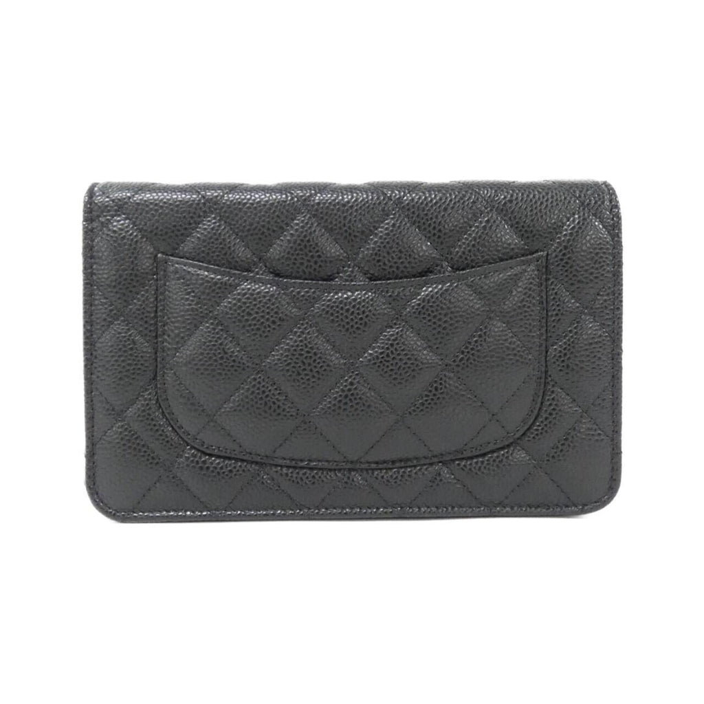 Chanel Black Bordeaux Grained Calfskin Chain/Shoulder Wallet