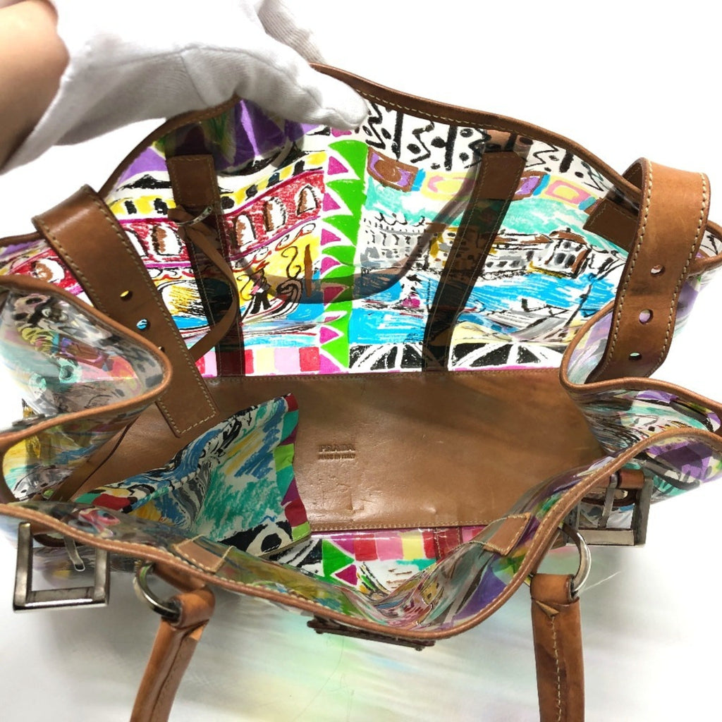 Prada Multi-Color Vinyl Leather Tote Bag