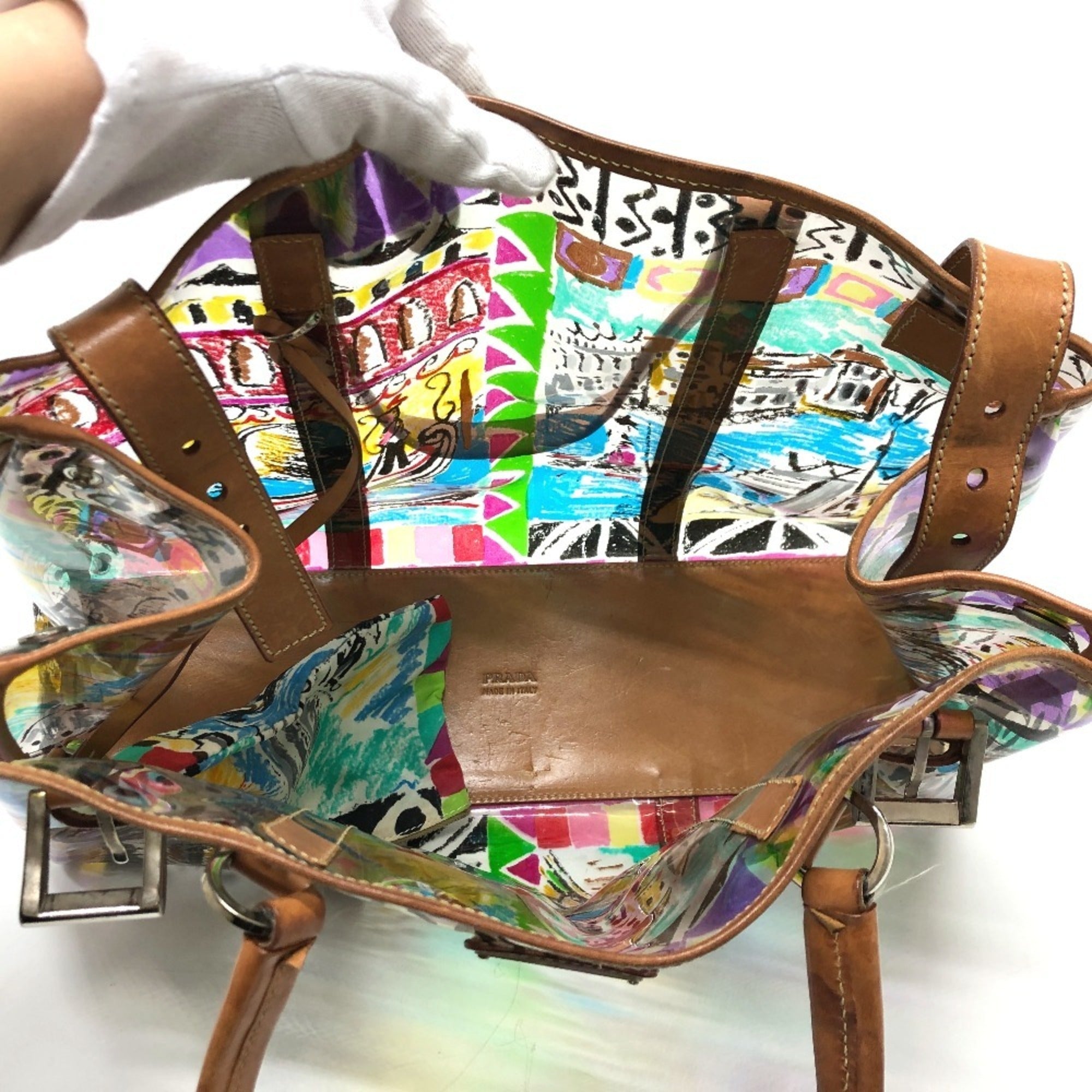 Prada Multi-Color Vinyl Leather Tote Bag