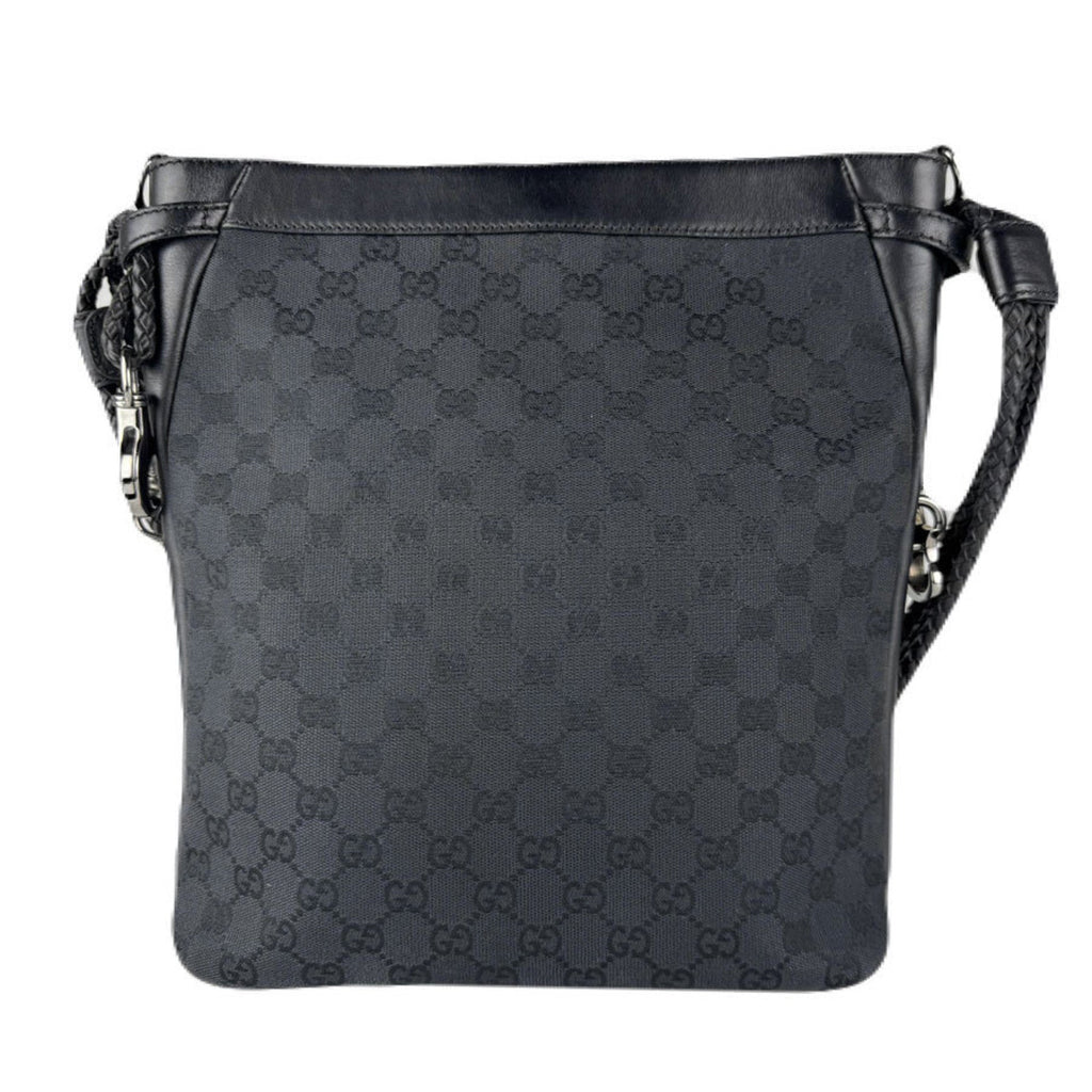 Gucci Black Gg Canvas Leather Shoulder Bag (Pre-Owned)