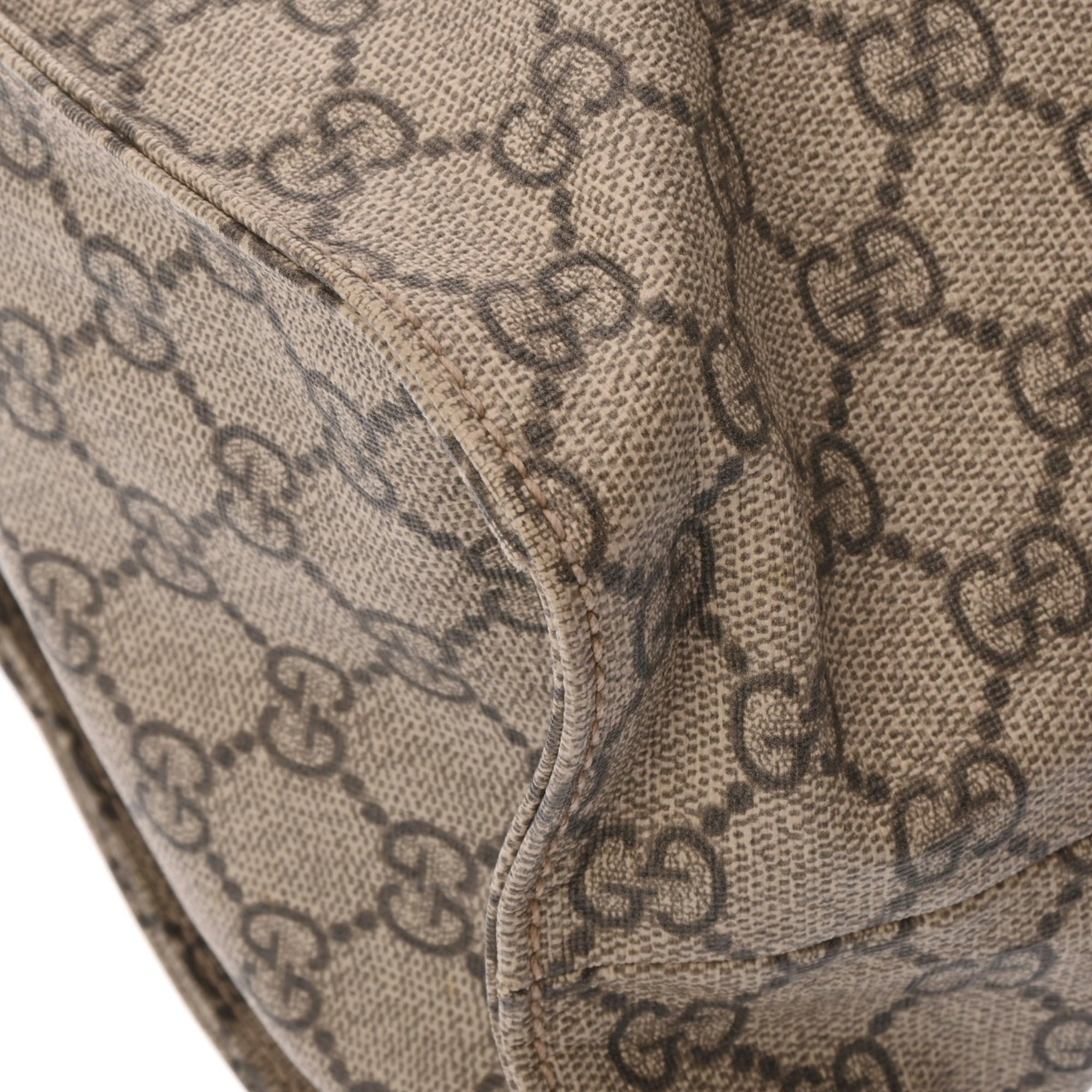 Gucci Beige Brown Gg Supreme Canvas Leather Shoulder Bag Tote Bag (Pre-Owned)