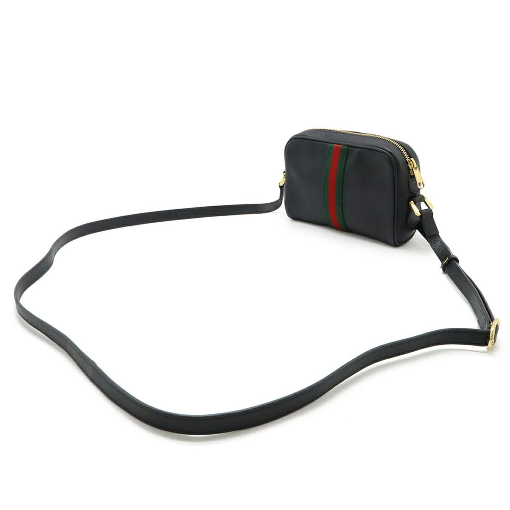 Gucci Black Green Red Color Leather Pochette Shoulder Bag (Pre-Owned)