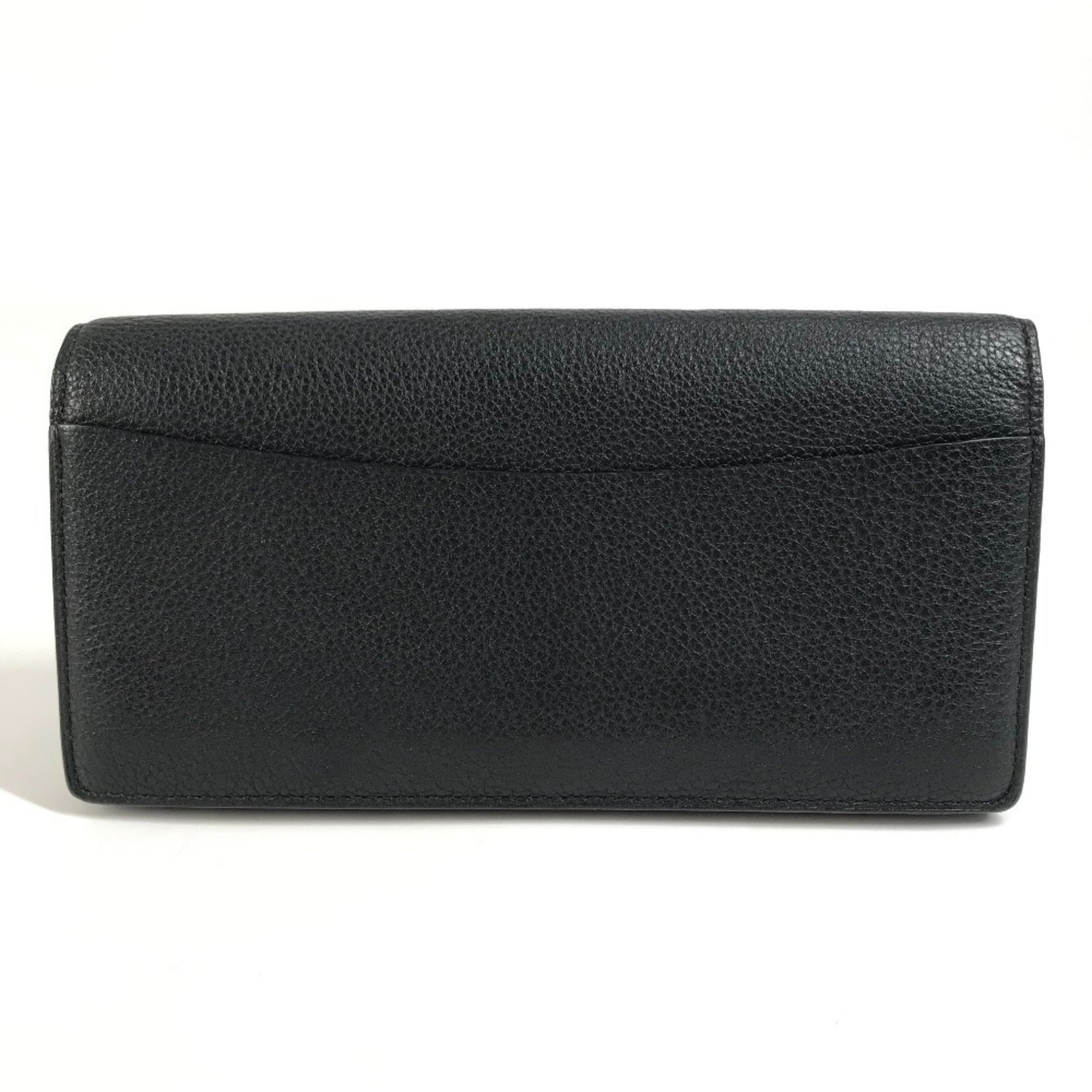 Louis Vuitton Black Leather Long Wallet (Tri-Fold)