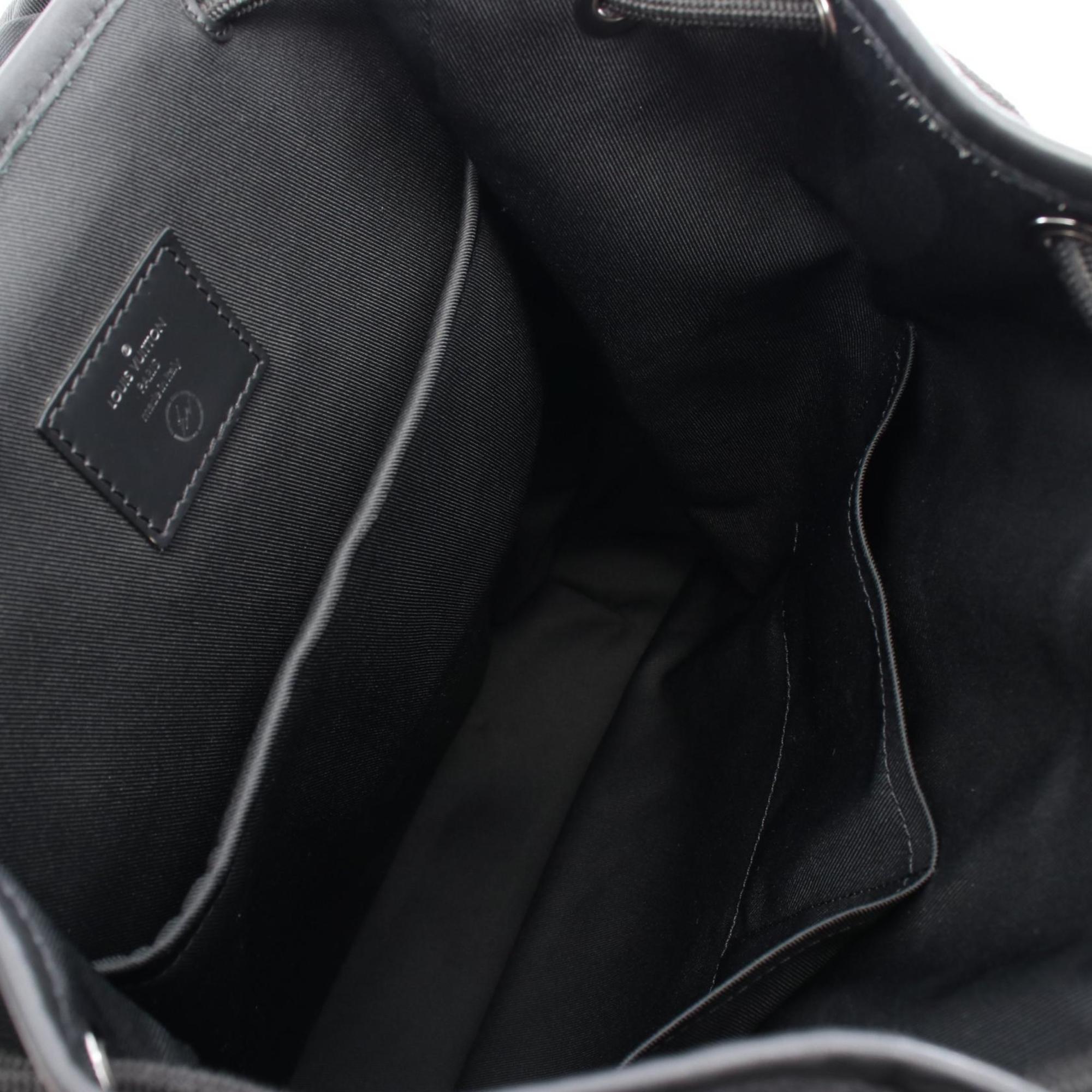 Louis Vuitton Black Coated Canvas Leather Backpack