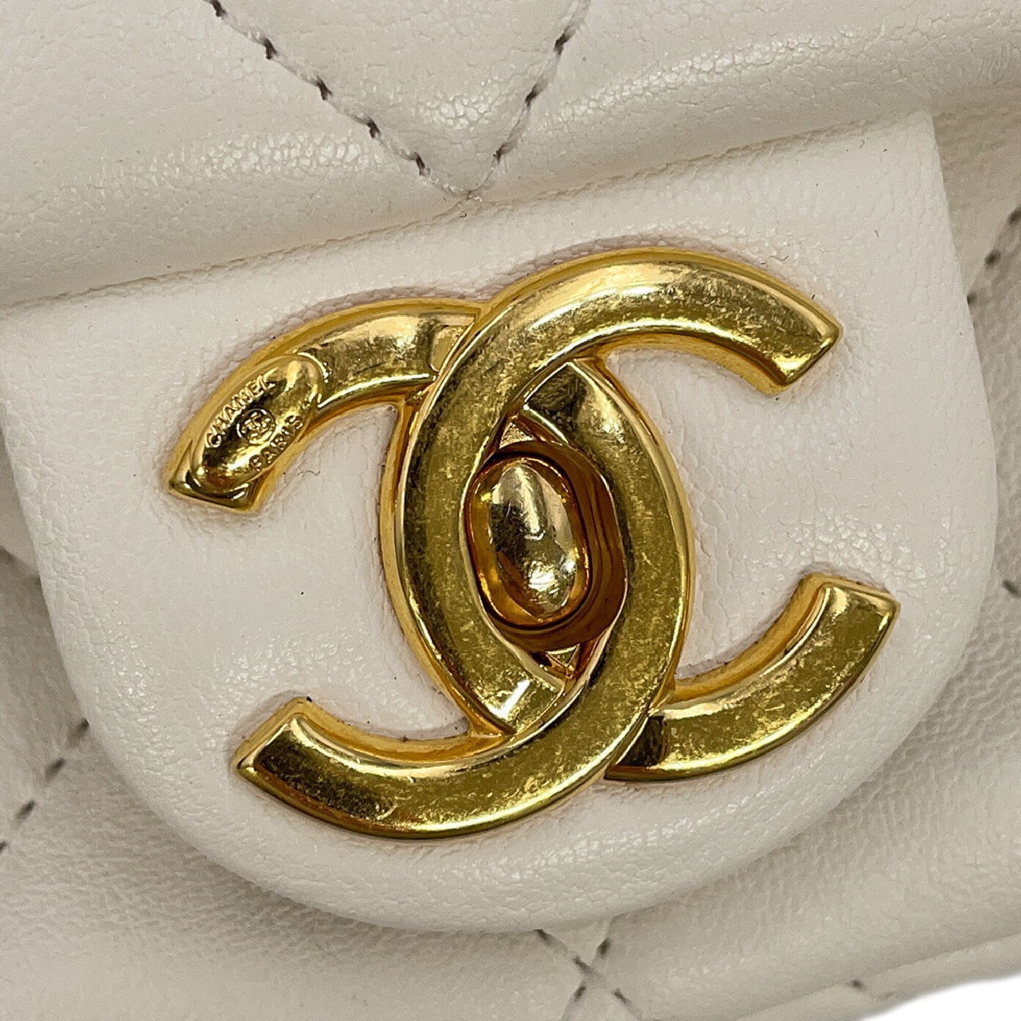 Chanel White Leather Handbag Shoulder Bag