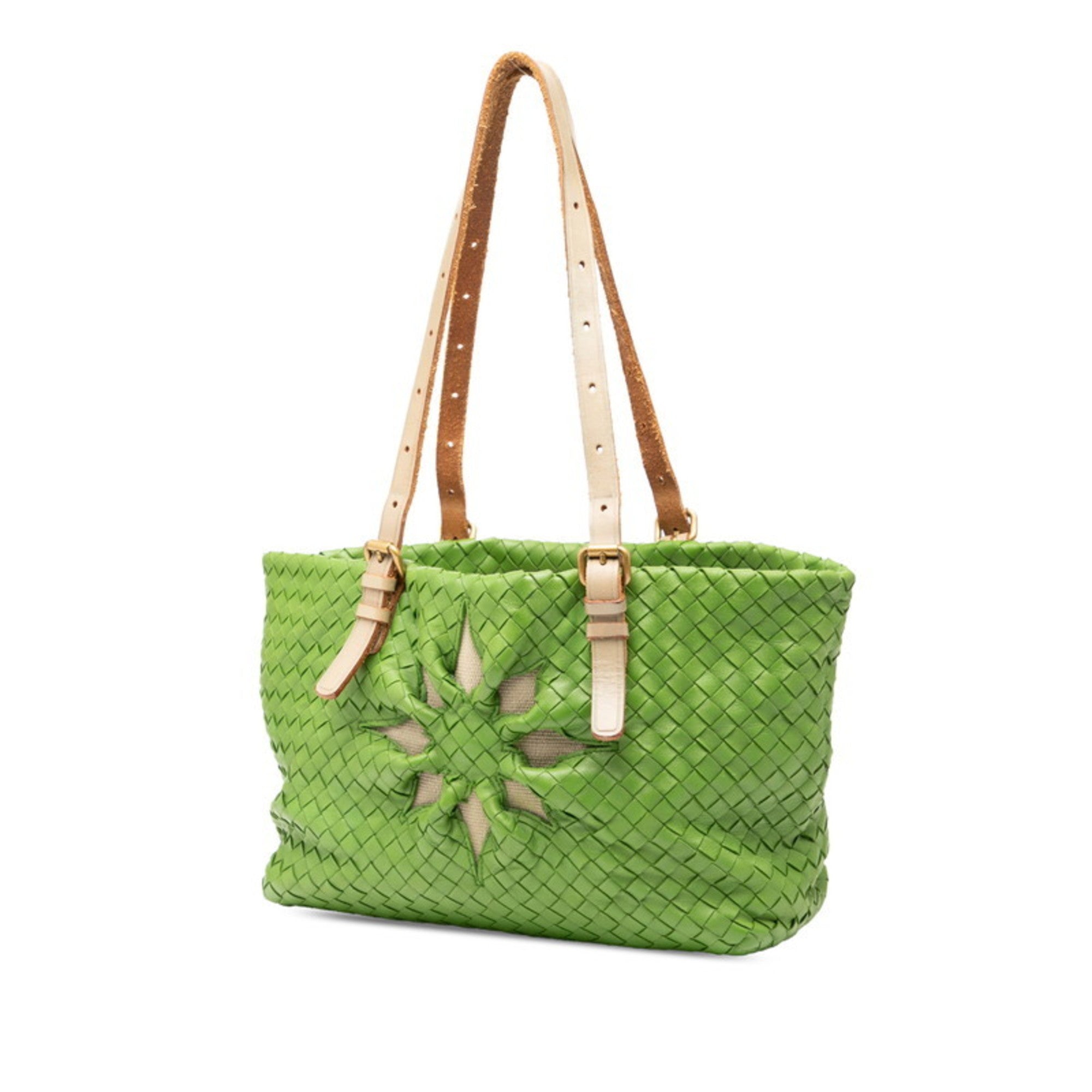Bottega Veneta Gray Green Leather Shoulder Bag Tote Bag
