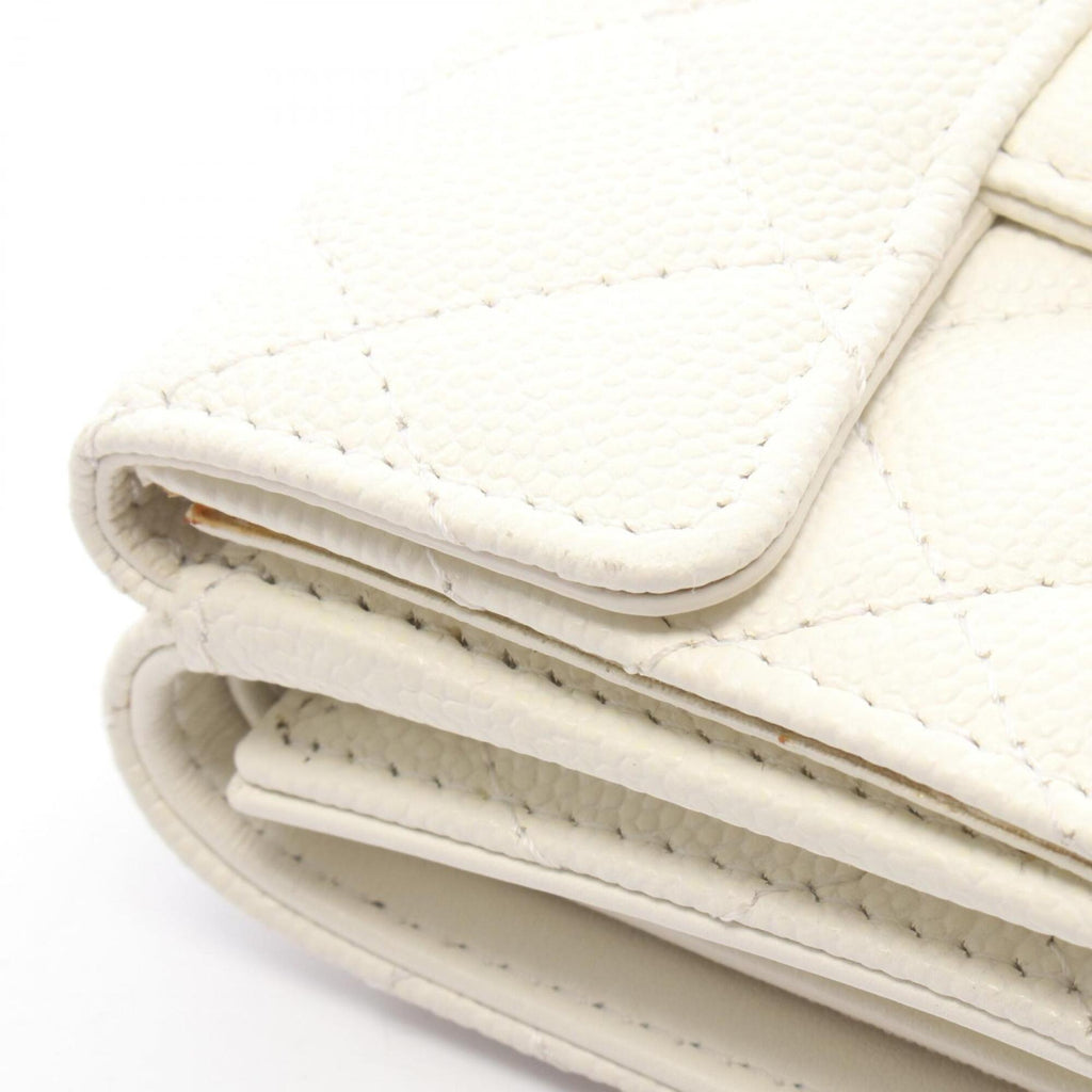Chanel White Grained Calfskin Wallet (Tri-Fold)