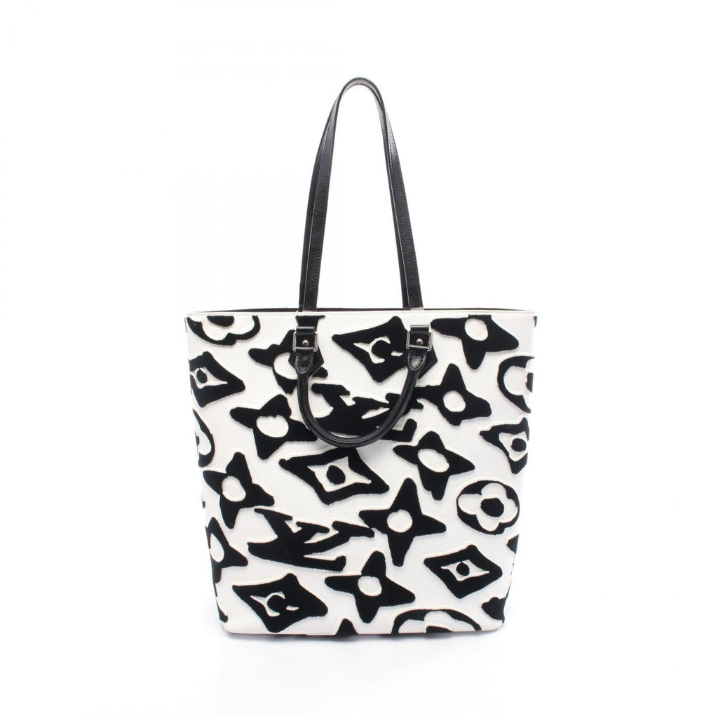 Louis Vuitton Black White Canvas Leather Tote Bag
