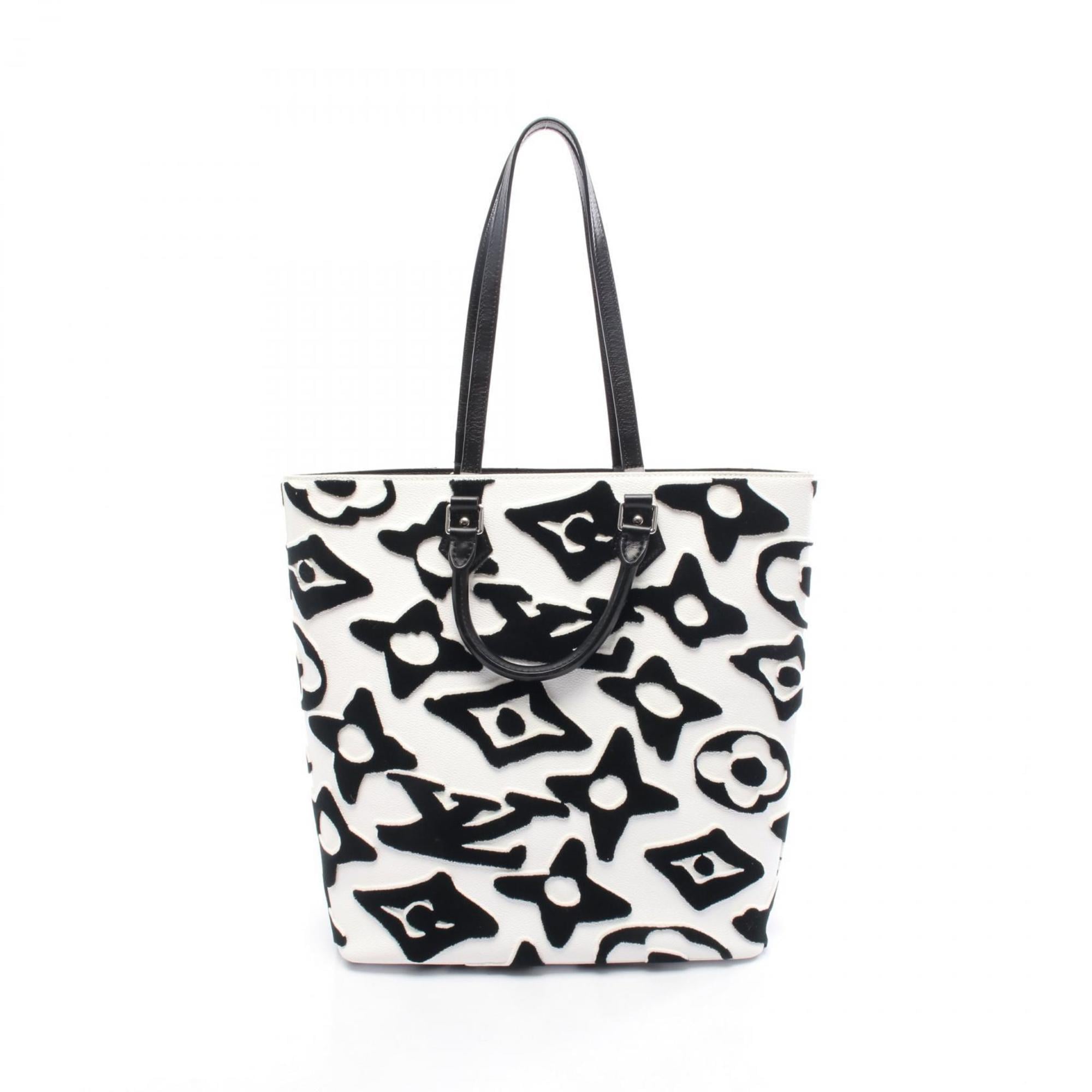 Louis Vuitton Black White Canvas Leather Tote Bag