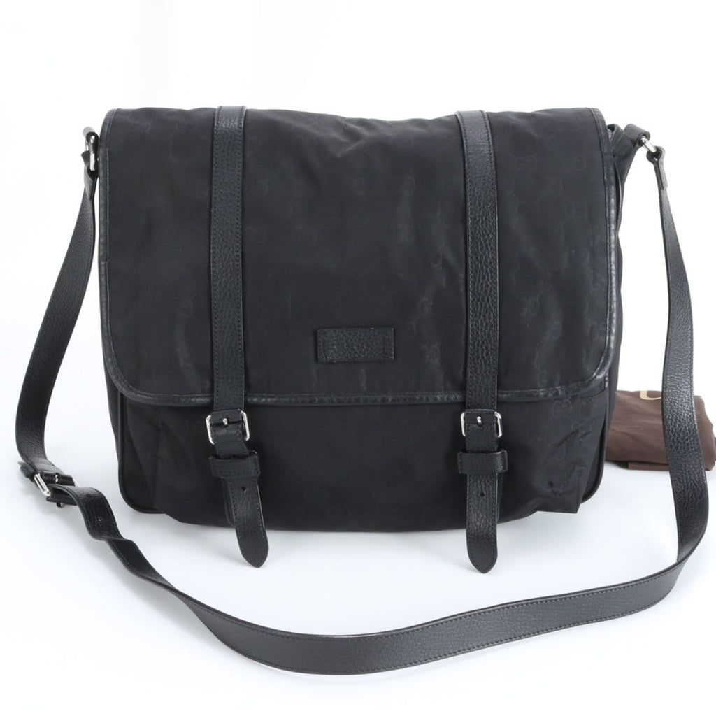 Gucci Black Nylon Leather Shoulder Bag (Pre-Owned)