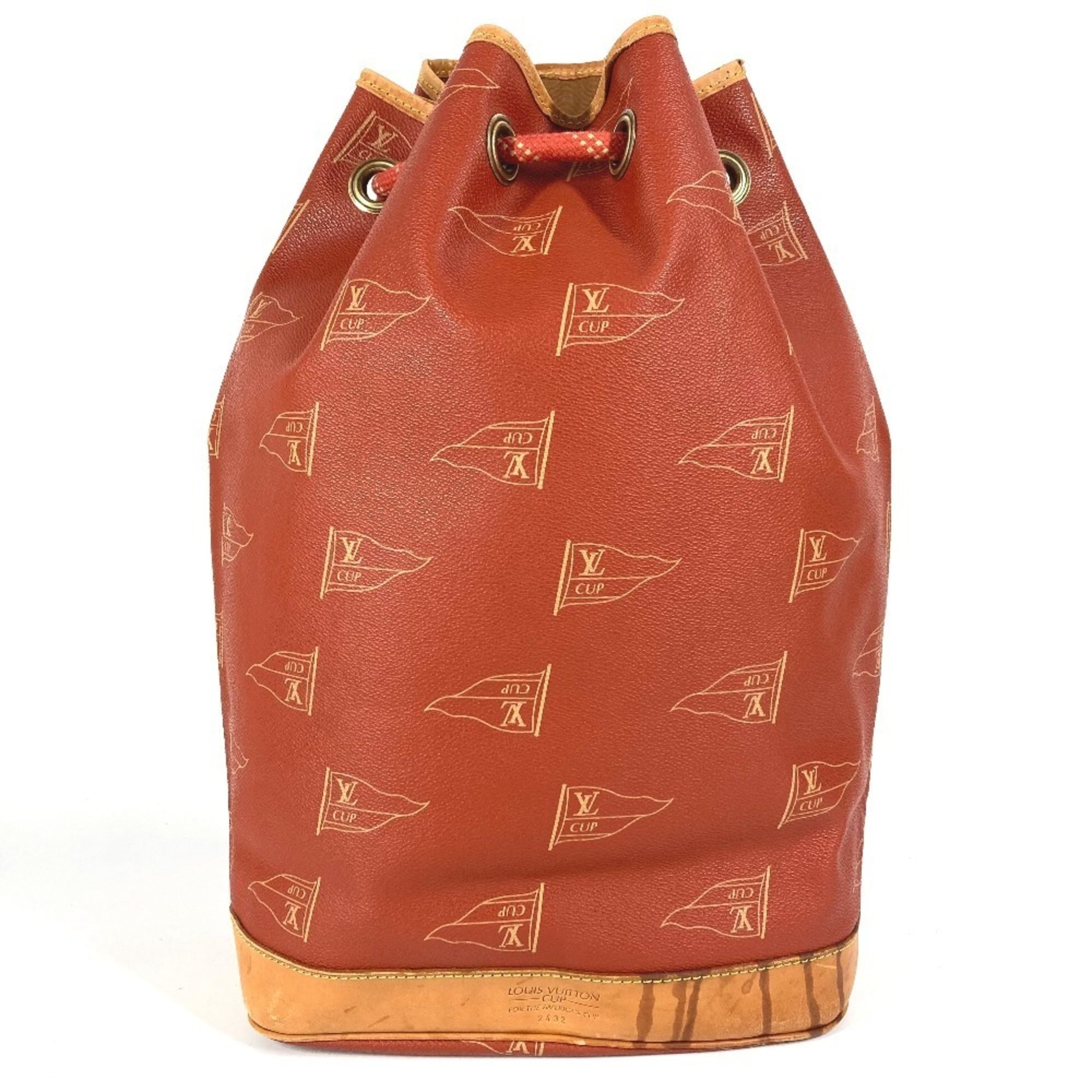 Louis Vuitton Orange Leather Canvas Shoulder Bag