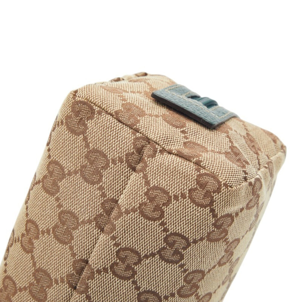 Gucci Gg Canvas Beige Green Gg Canvas Leather Handbag (Pre-Owned)