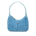 Prada Light Blue Nylon Leather Handbag Shoulder Bag
