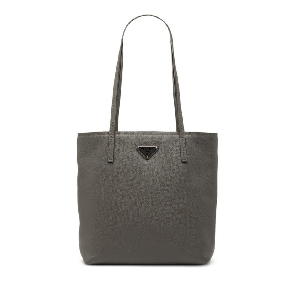 Prada Gray Leather Handbag Tote Bag
