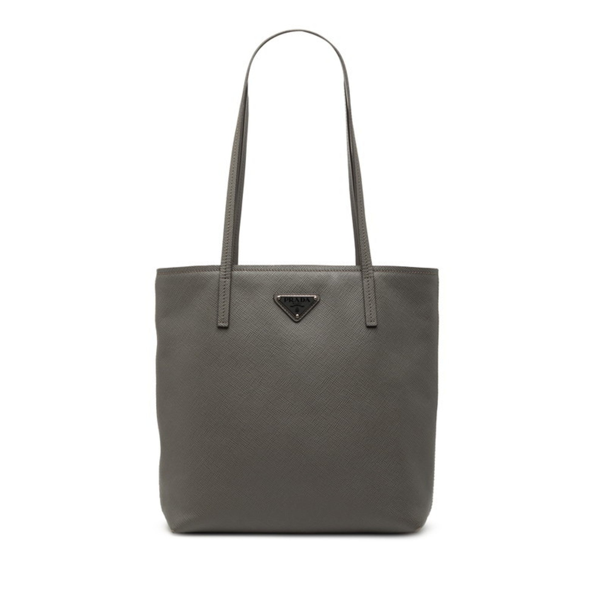 Prada Gray Leather Handbag Tote Bag