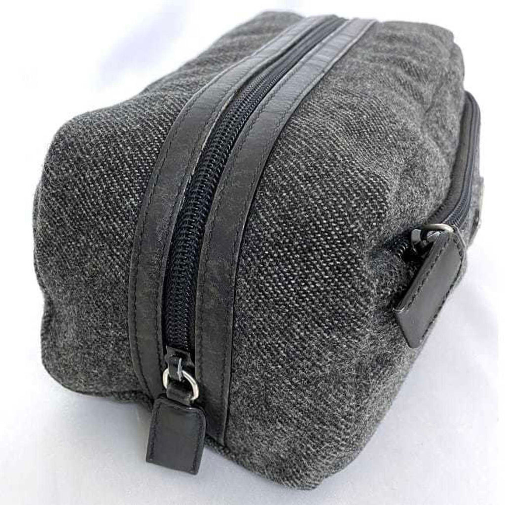 Prada Gray Tweed Wool Nylon Pouch
