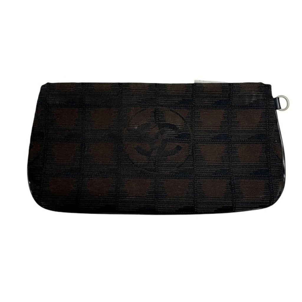 Chanel New Travel Line Brown Nylon Leather Pouch