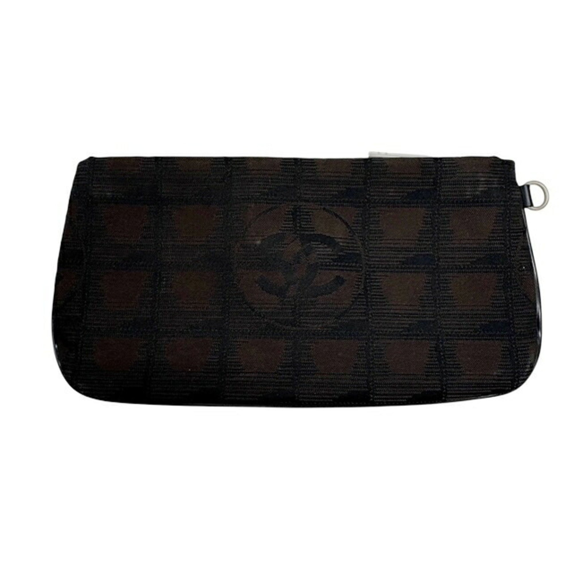 Chanel New Travel Line Brown Nylon Leather Pouch