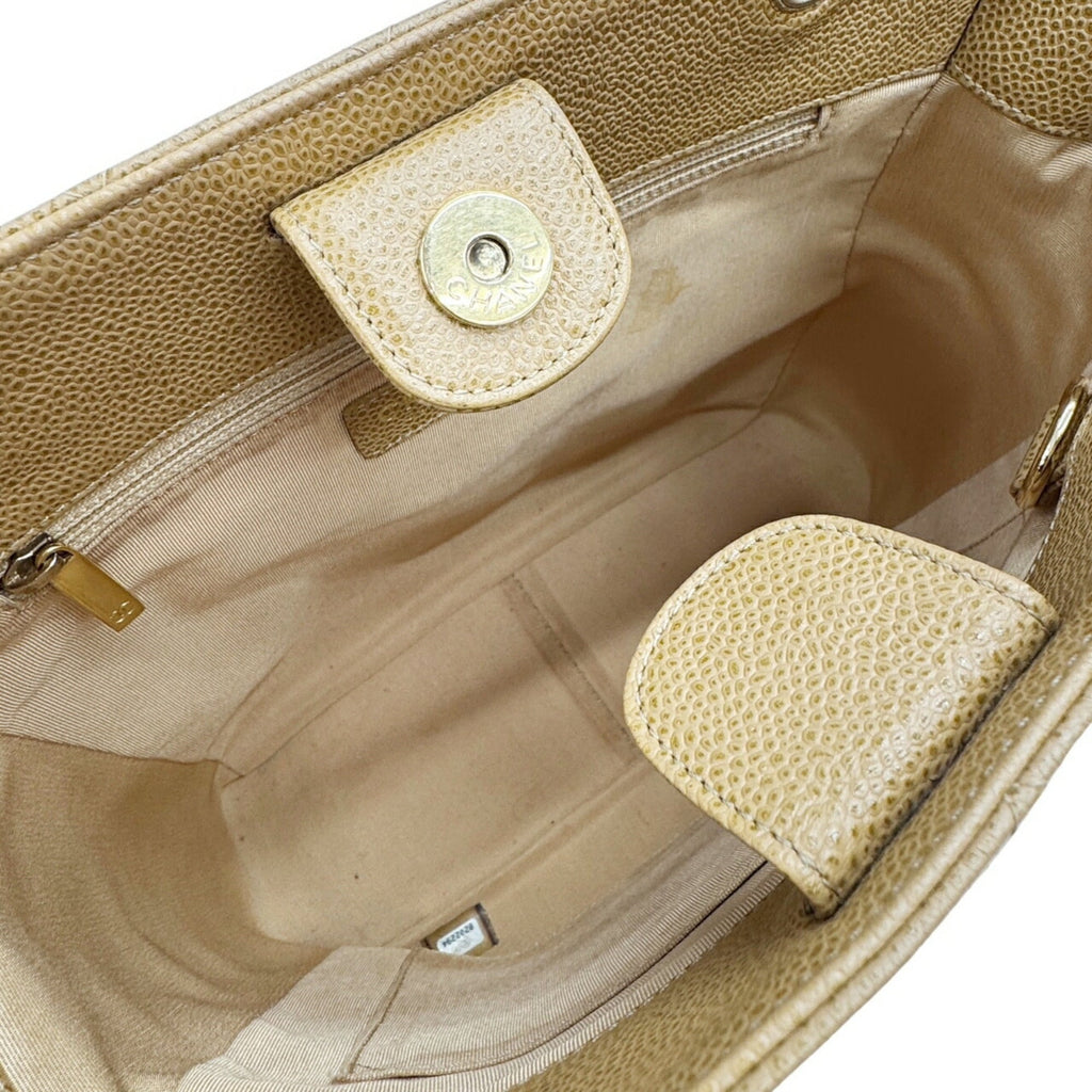 Chanel Beige Grained Calfskin Tote Bag