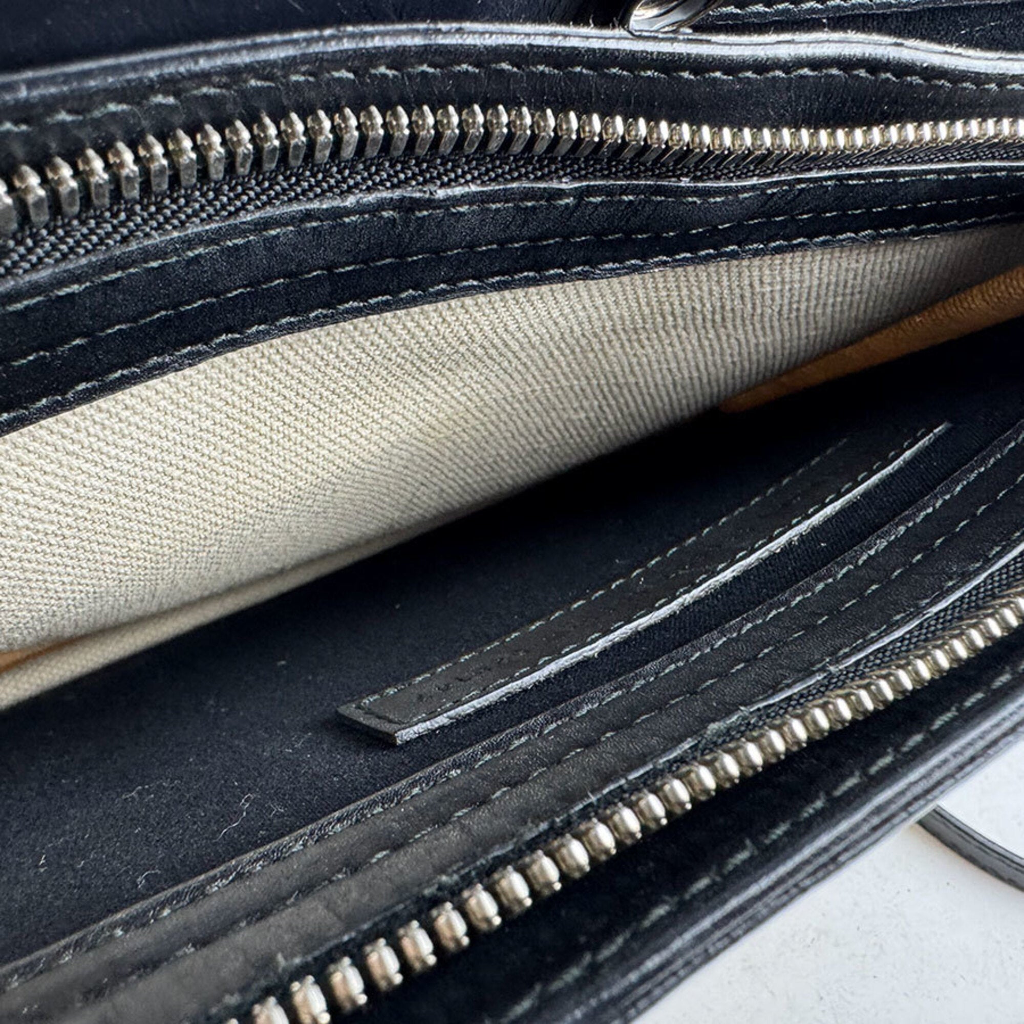Balenciaga Black Ivory Canvas Leather Shoulder