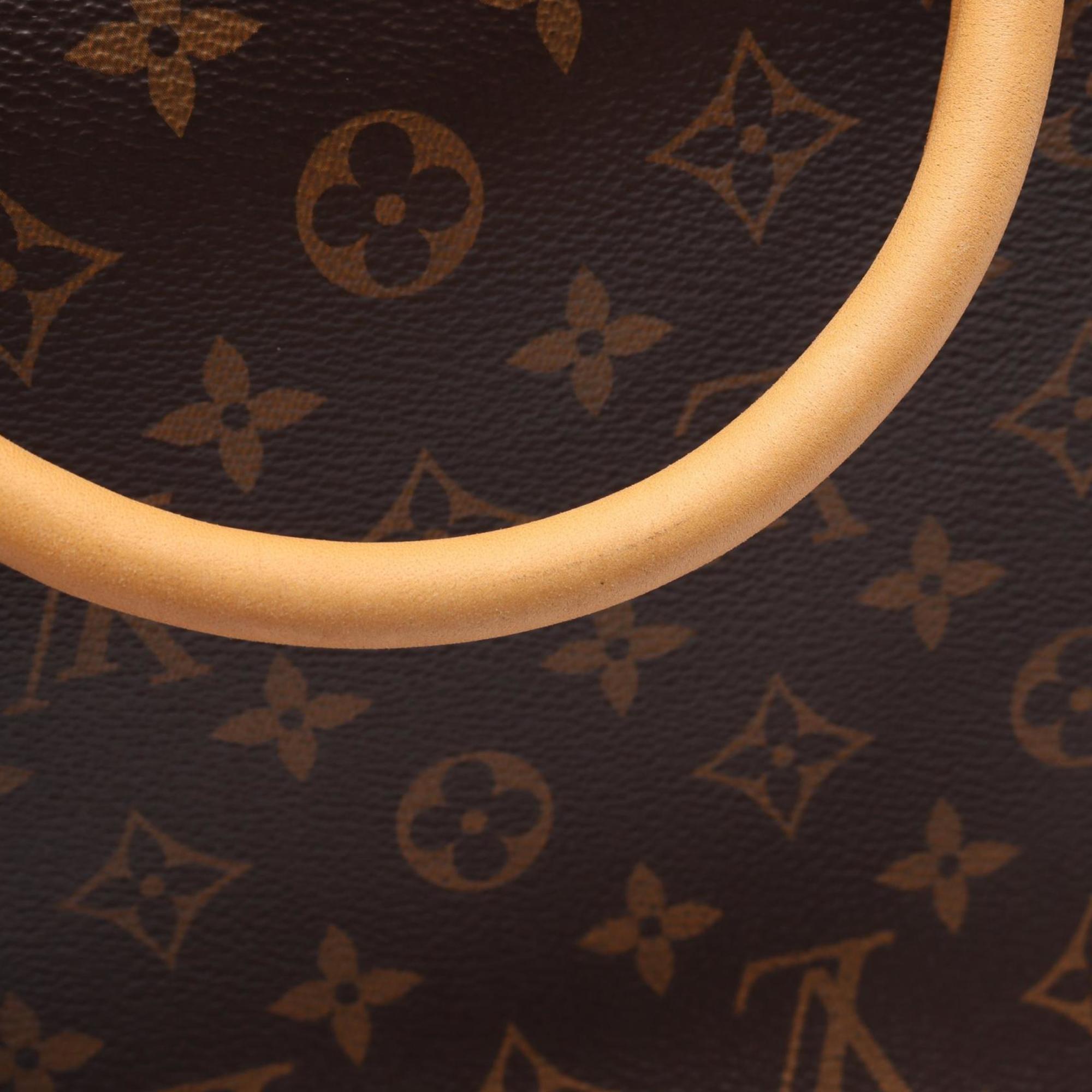 Louis Vuitton Brown Red Color Coated Canvas Leather Handbag