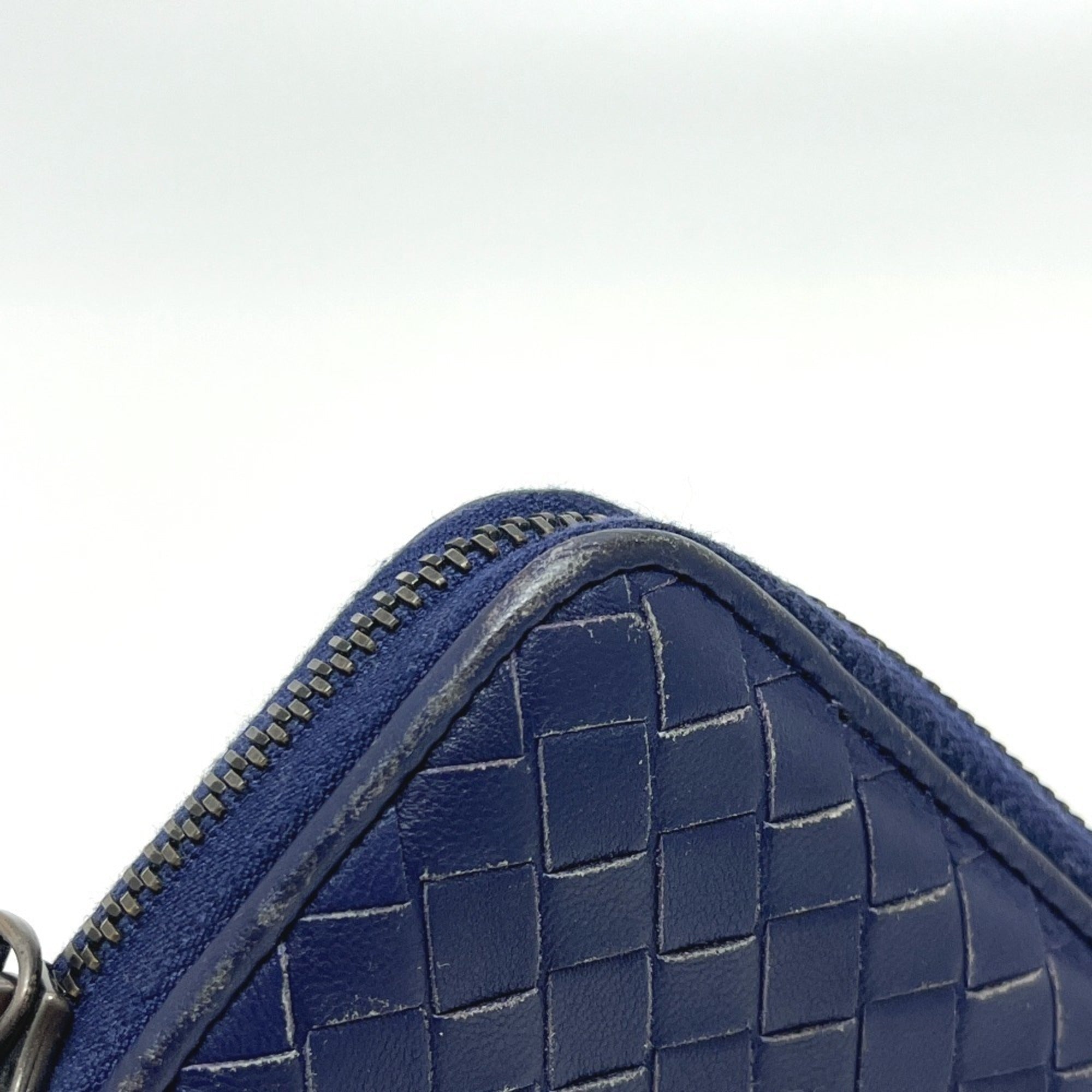 Bottega Veneta Intrecciato Blue Leather Coin Purse/Coin Case